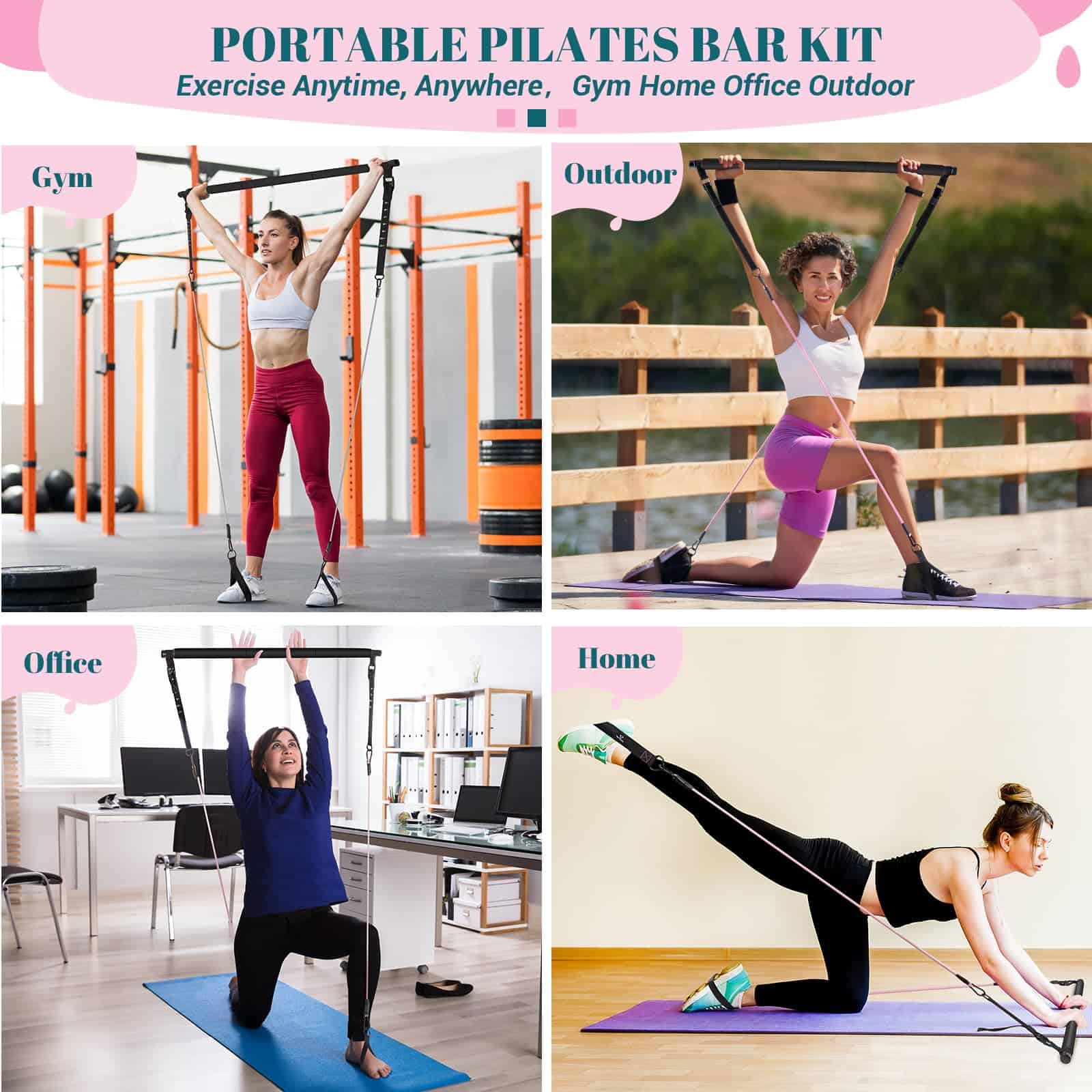 Kit de Barra de Pilates con Bandas de -Negro Jet (20/25/30lb - Imagen 8