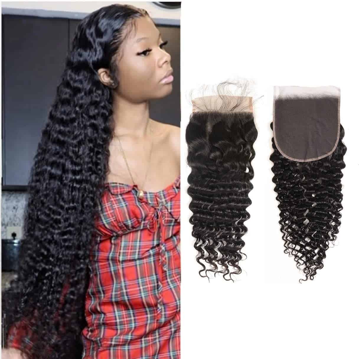 Cierre de Encaje de Onda Profunda Brasileña 5x5 100%