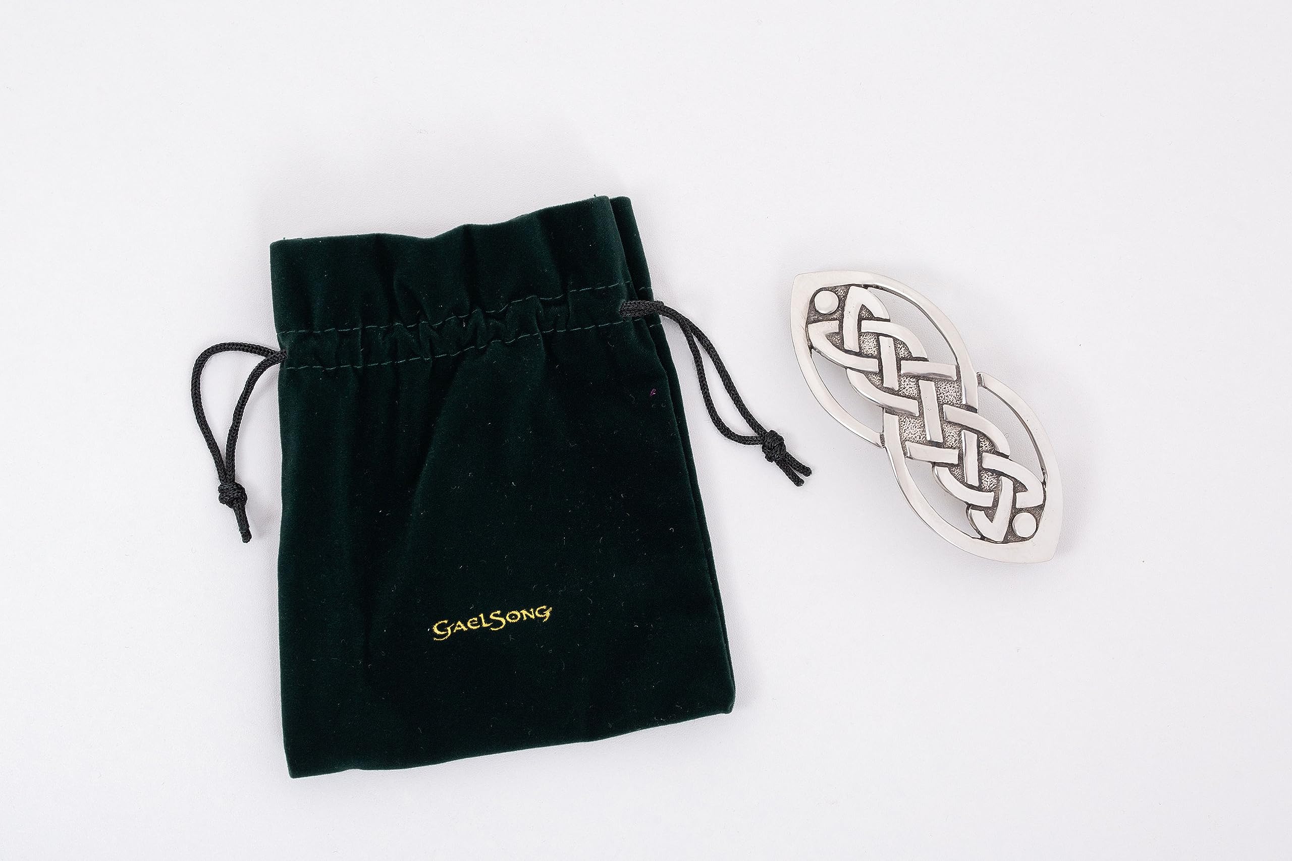 GaelSong Solid Pewter Hairslide with Wooden Pin Hair Clip - Imagen 5