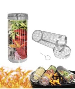 2 Canastas de Parrilla Rodantes Grandes para Camping BBQ o