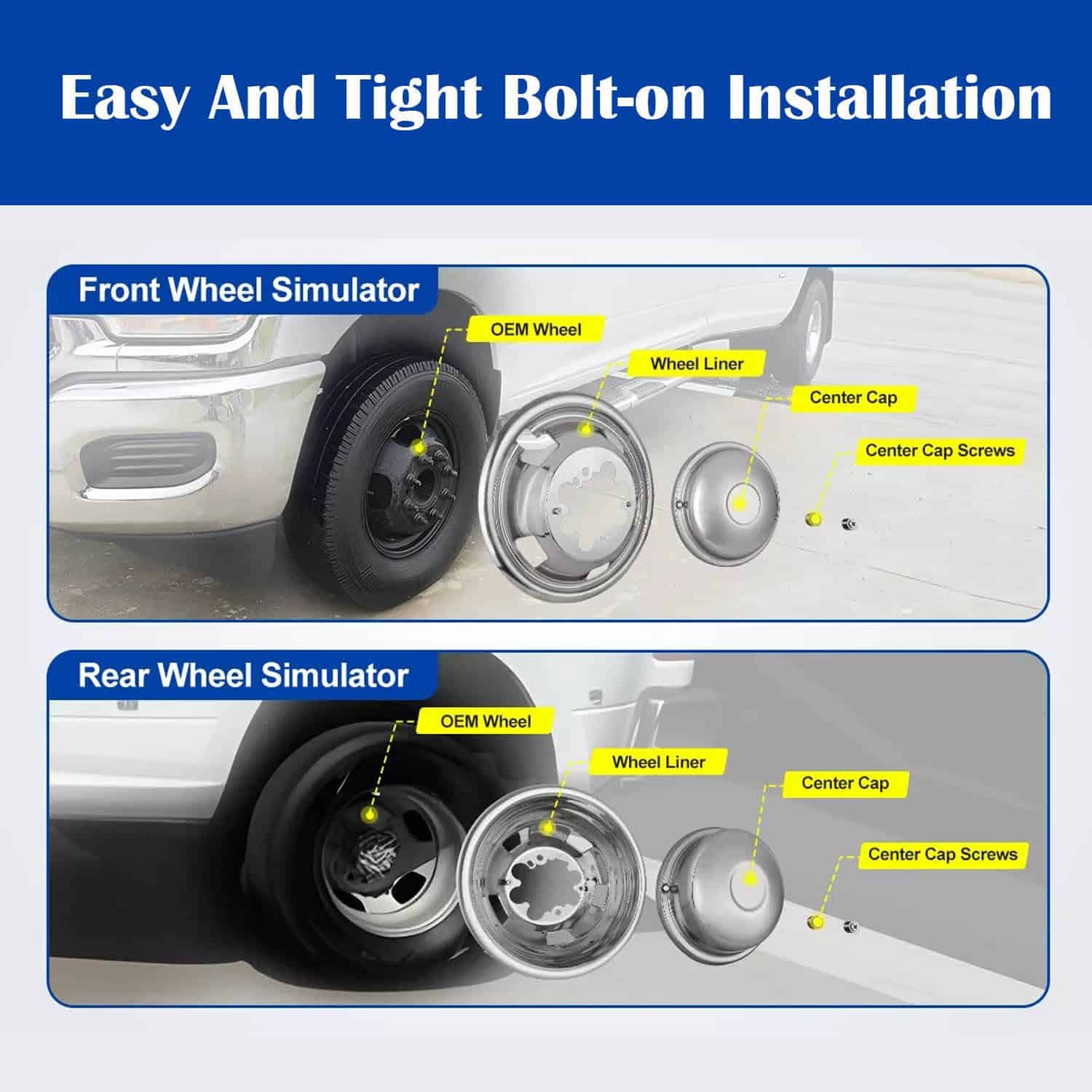 VICOJETOR 4pcs 17 Simuladores de Ruedas Dobles de Acero - Imagen 5