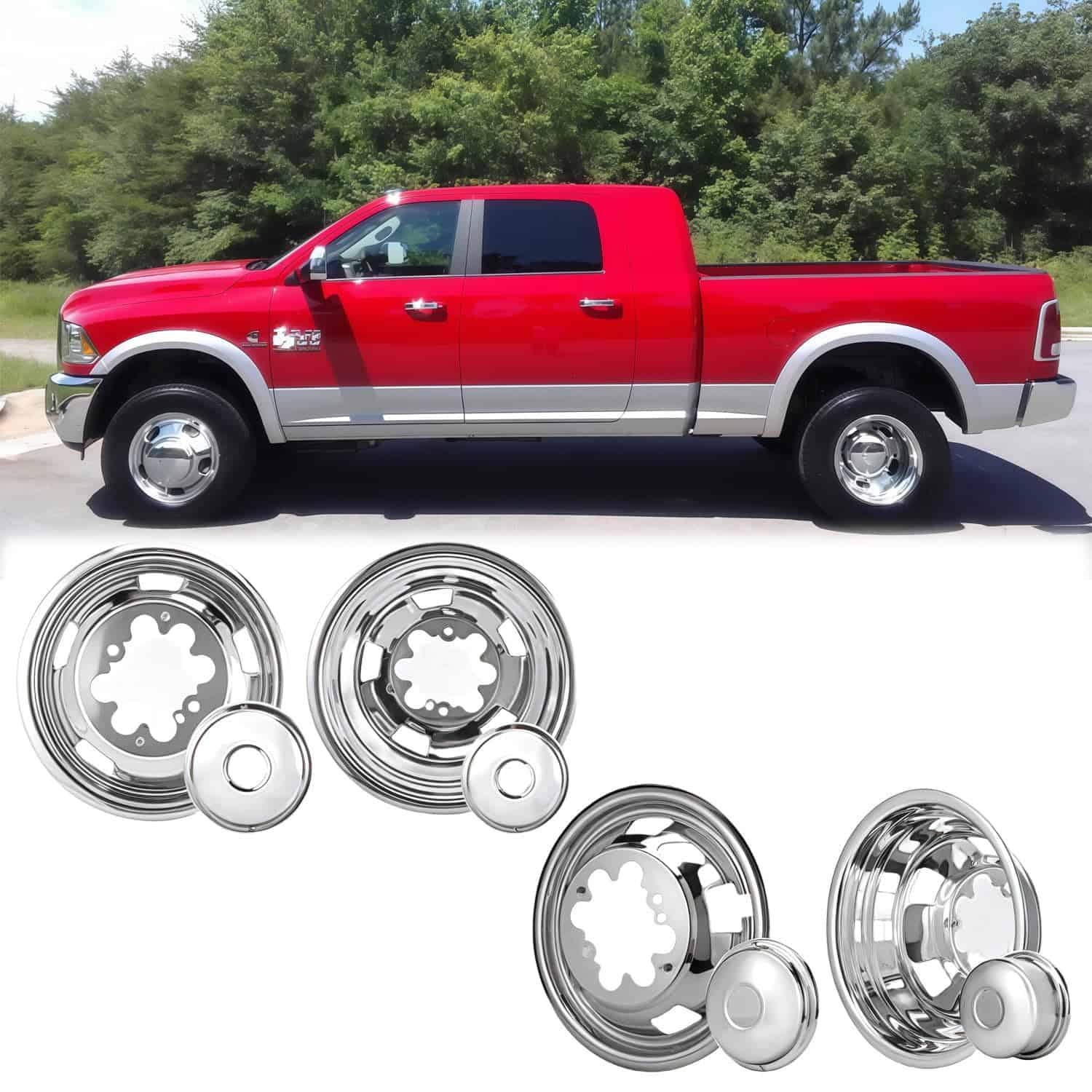 VICOJETOR 4pcs 17 Simuladores de Ruedas Dobles de Acero