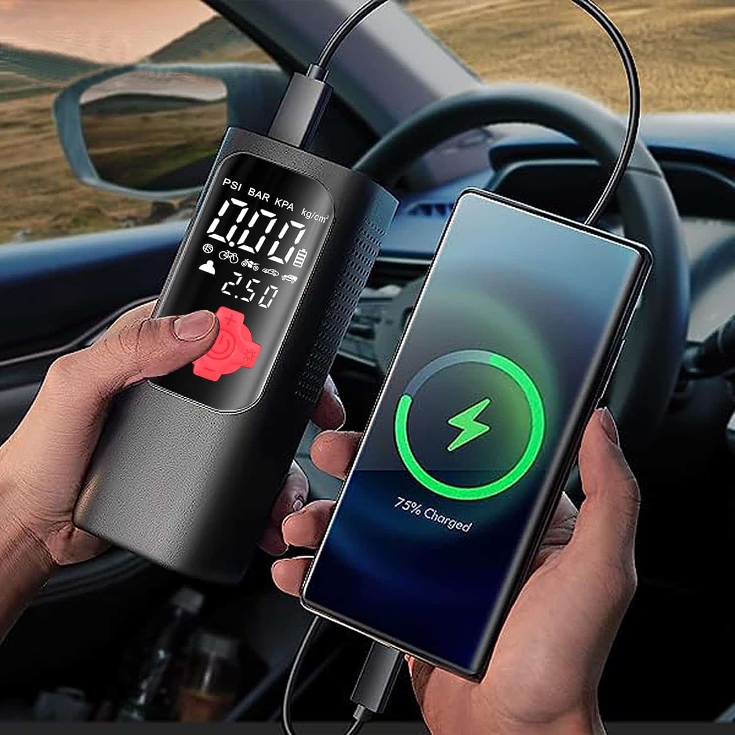 Inflador de neumáticos Compresor de aire portátil- Inflado - Imagen 7