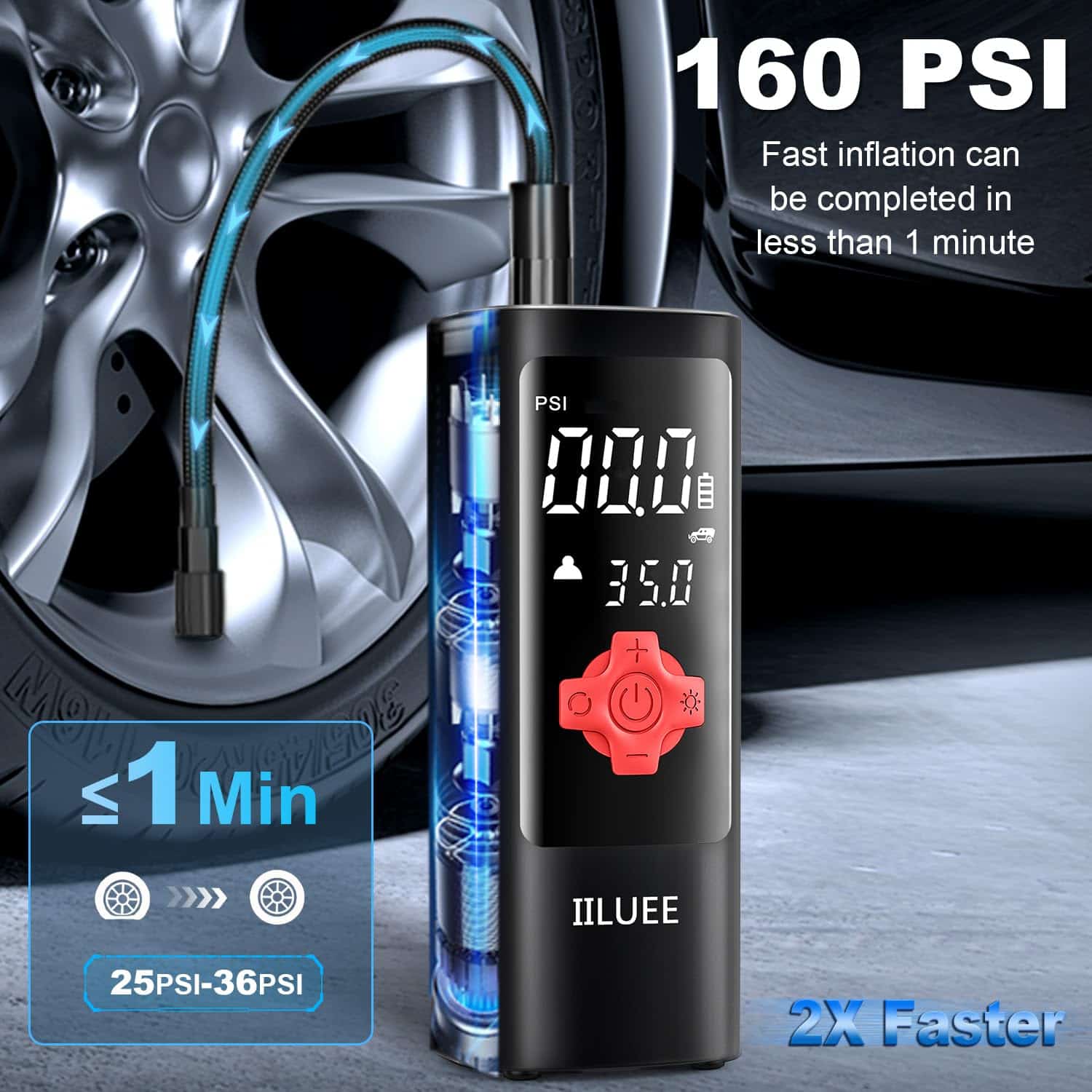 Inflador de neumáticos Compresor de aire portátil- Inflado - Imagen 4