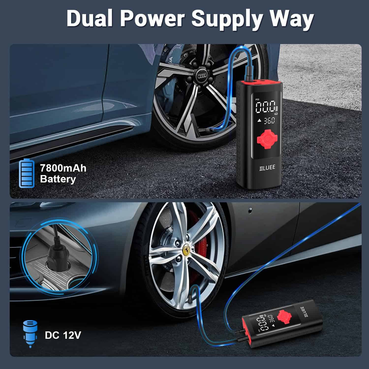 Inflador de neumáticos Compresor de aire portátil- Inflado - Imagen 3