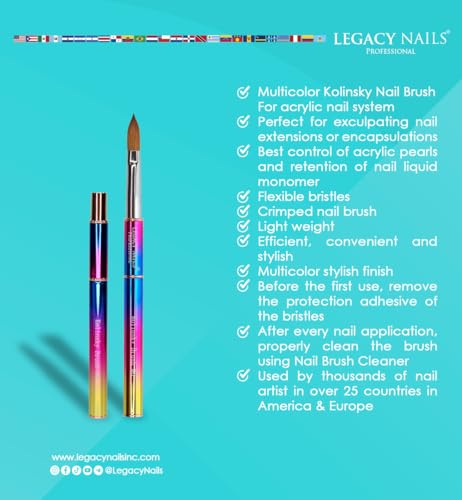 Legacy Nails Cepillo de Uñas Profesional de Kolinsky - Imagen 3