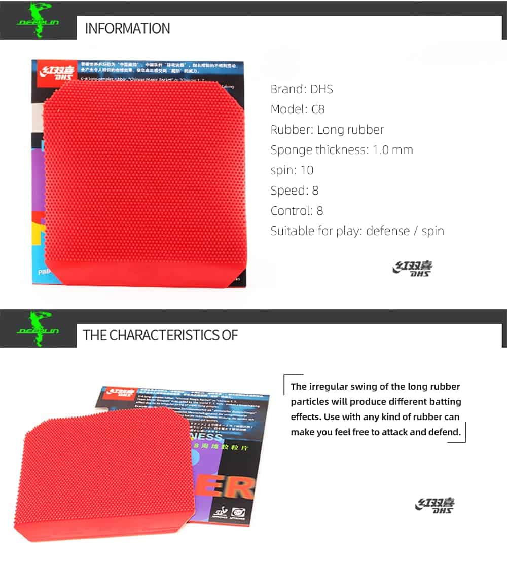 DHS C8(C-8 C8) Goma de Tenis de Mesa con Pimples hacia - Imagen 5