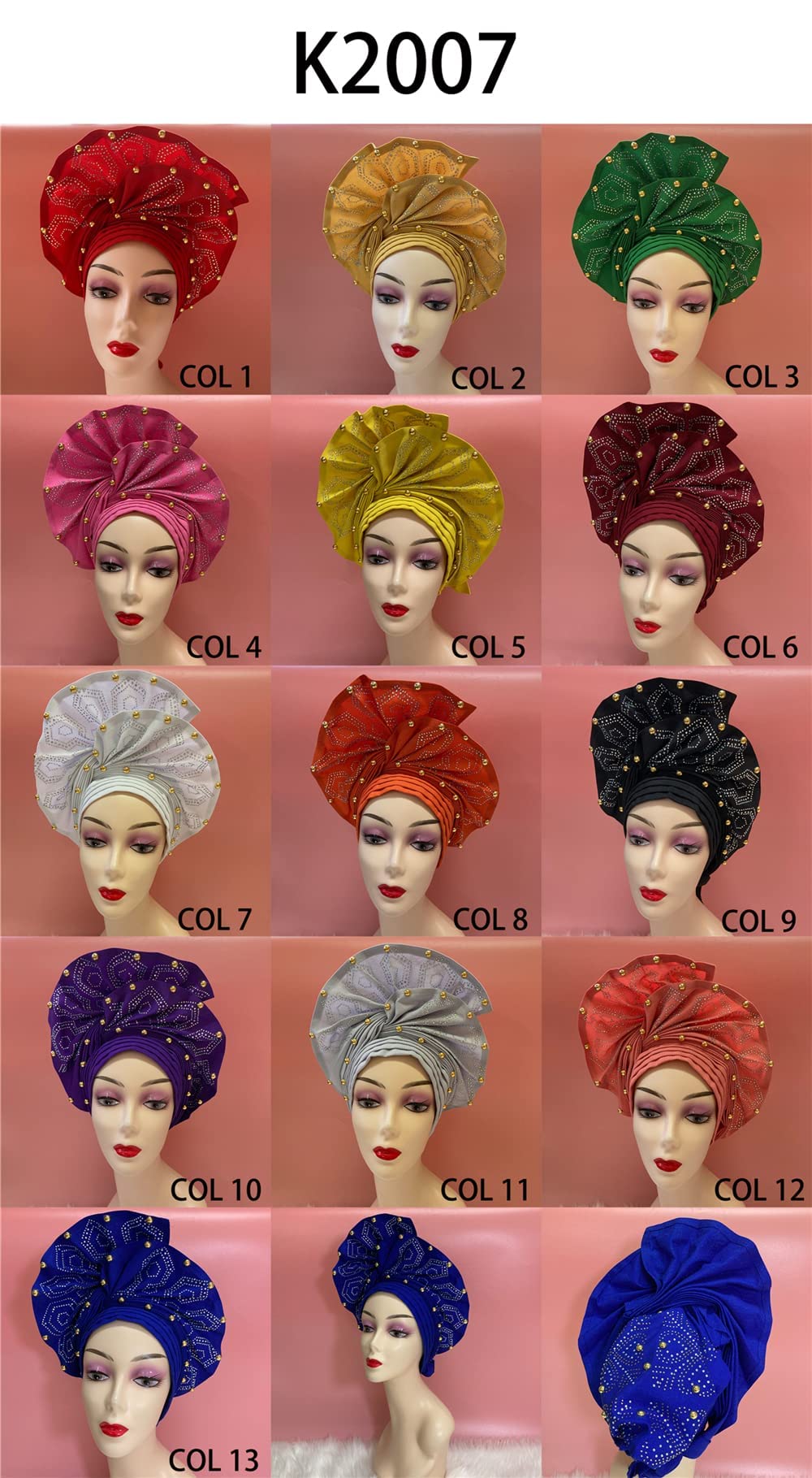 Pañuelo de lujo Aso Oke nigeriano, Diadema africana para - Imagen 5