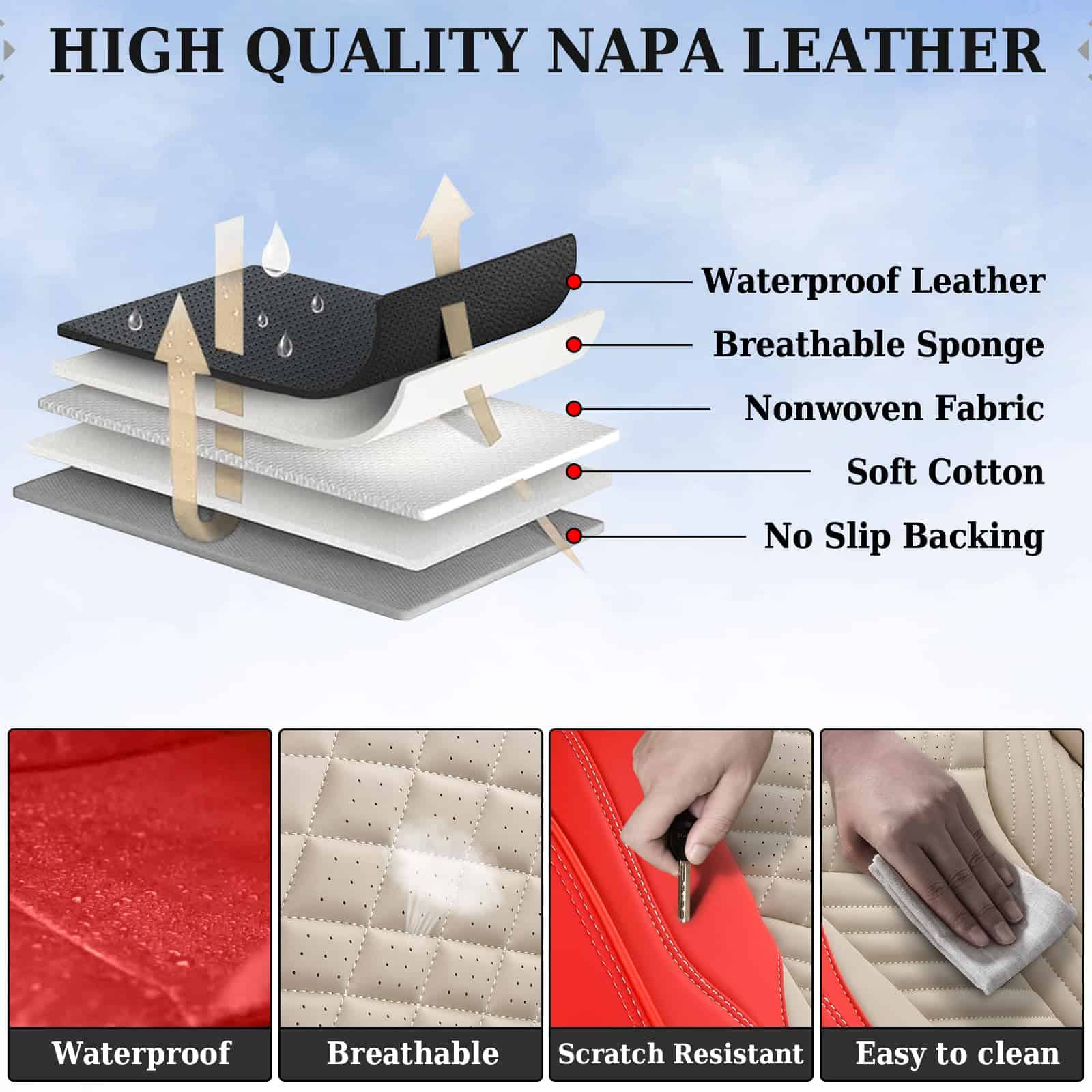 Cubiertas de Asiento de Cuero Coverado Juego Completo, 5 - Imagen 4