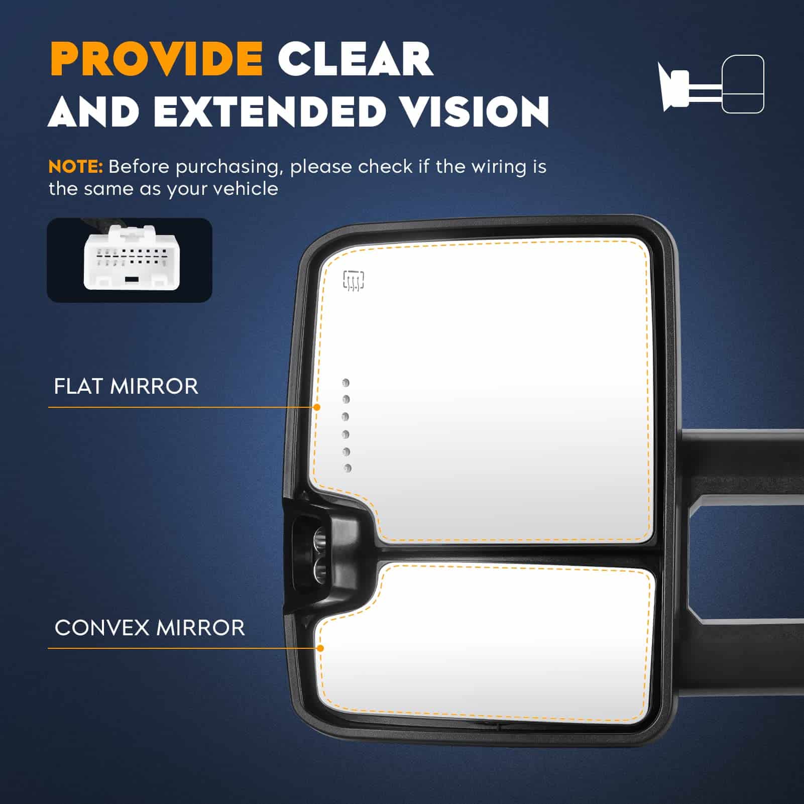 Espejos de Remolque con Calefacción para Toyota Tundra - Imagen 8