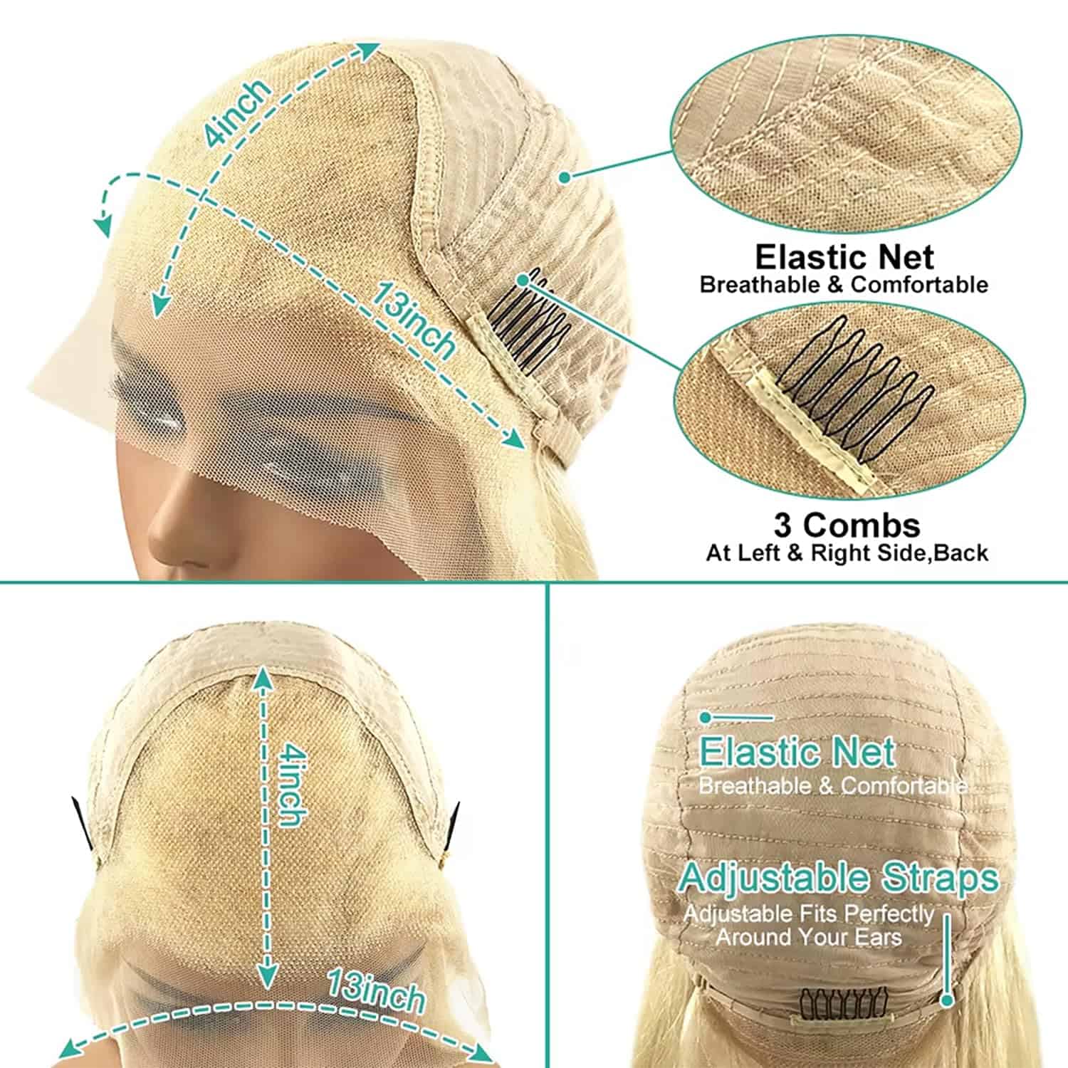 Pelucas de Encaje Rubio GIANNAY - Ondas Sueltas, Peluca - Imagen 7