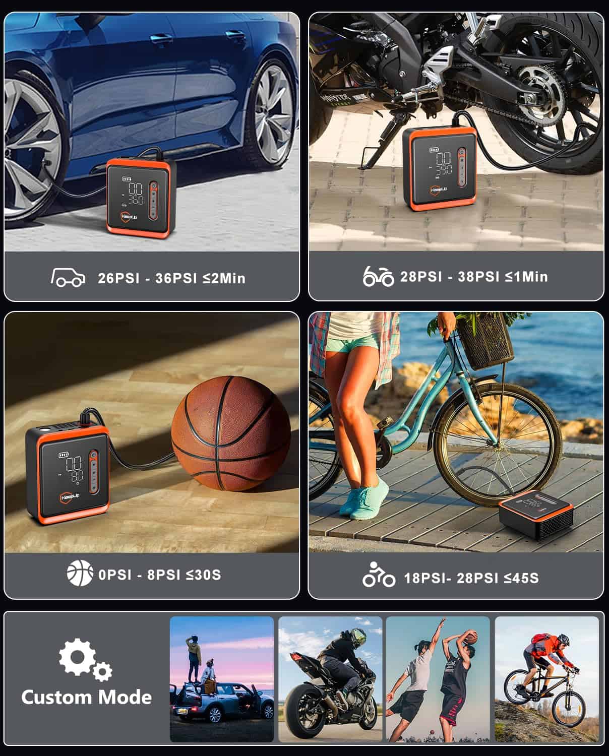 Inflador de neumáticos Compresor de aire portátil - KEEPUP - Imagen 7