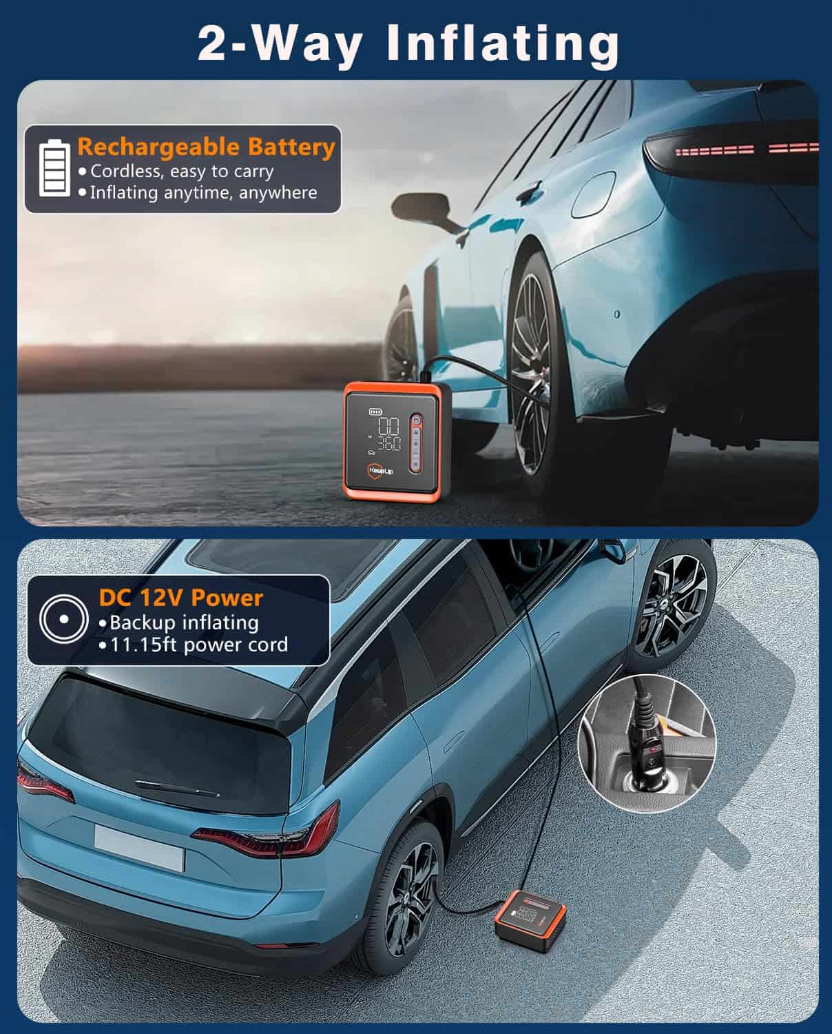 Inflador de neumáticos Compresor de aire portátil - KEEPUP - Imagen 3