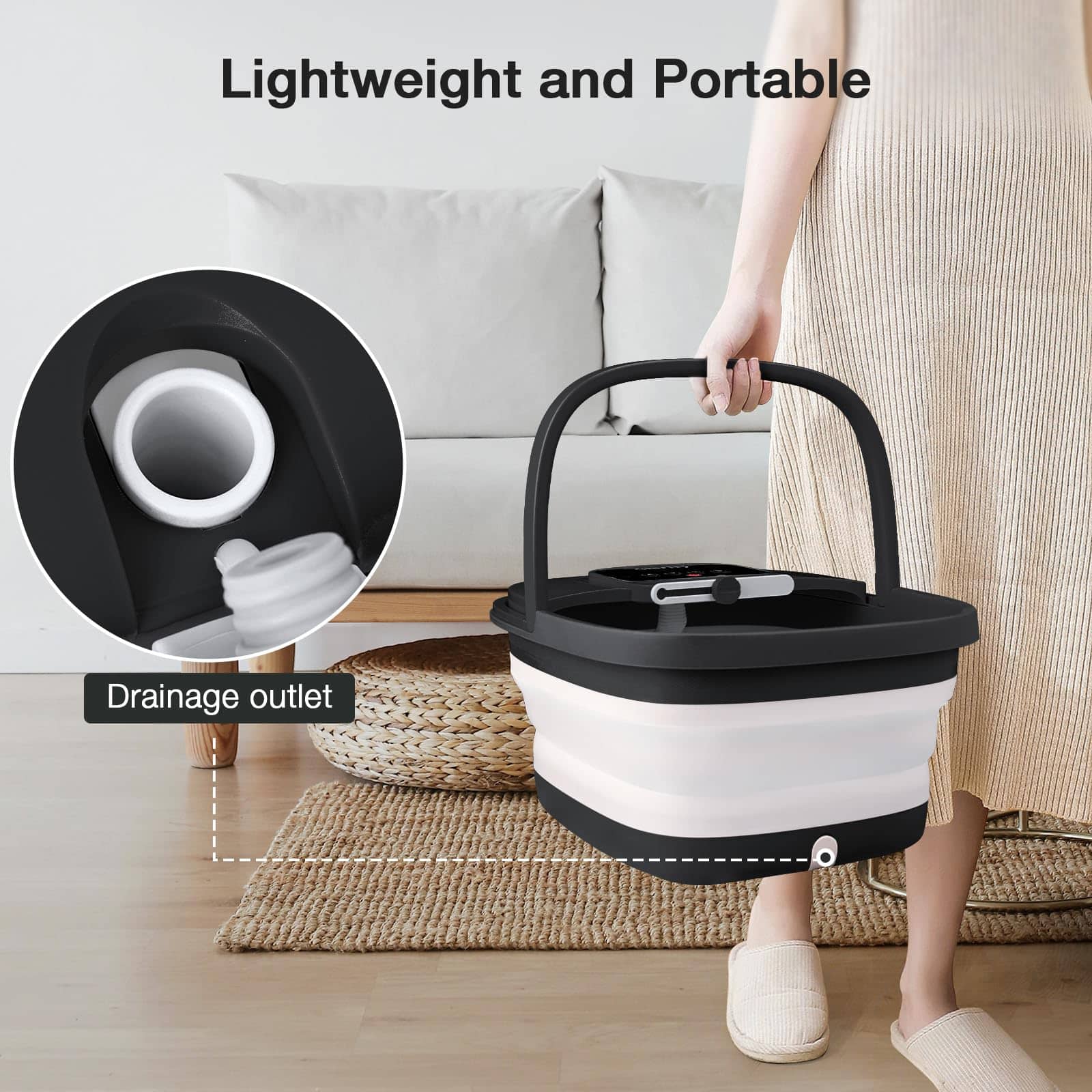 HOSPAN Bañera de Pies Plegable con Calor, Burbujas, Luz - Imagen 5