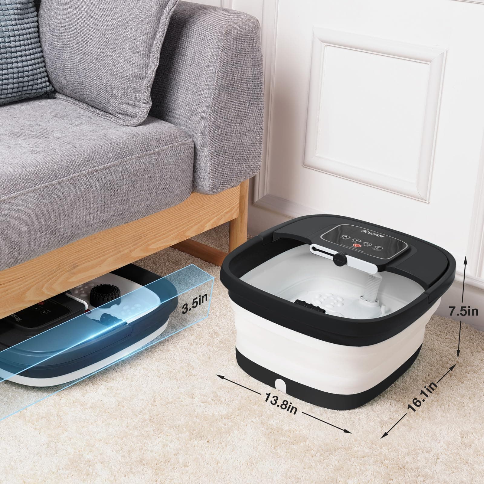 HOSPAN Bañera de Pies Plegable con Calor, Burbujas, Luz - Imagen 6