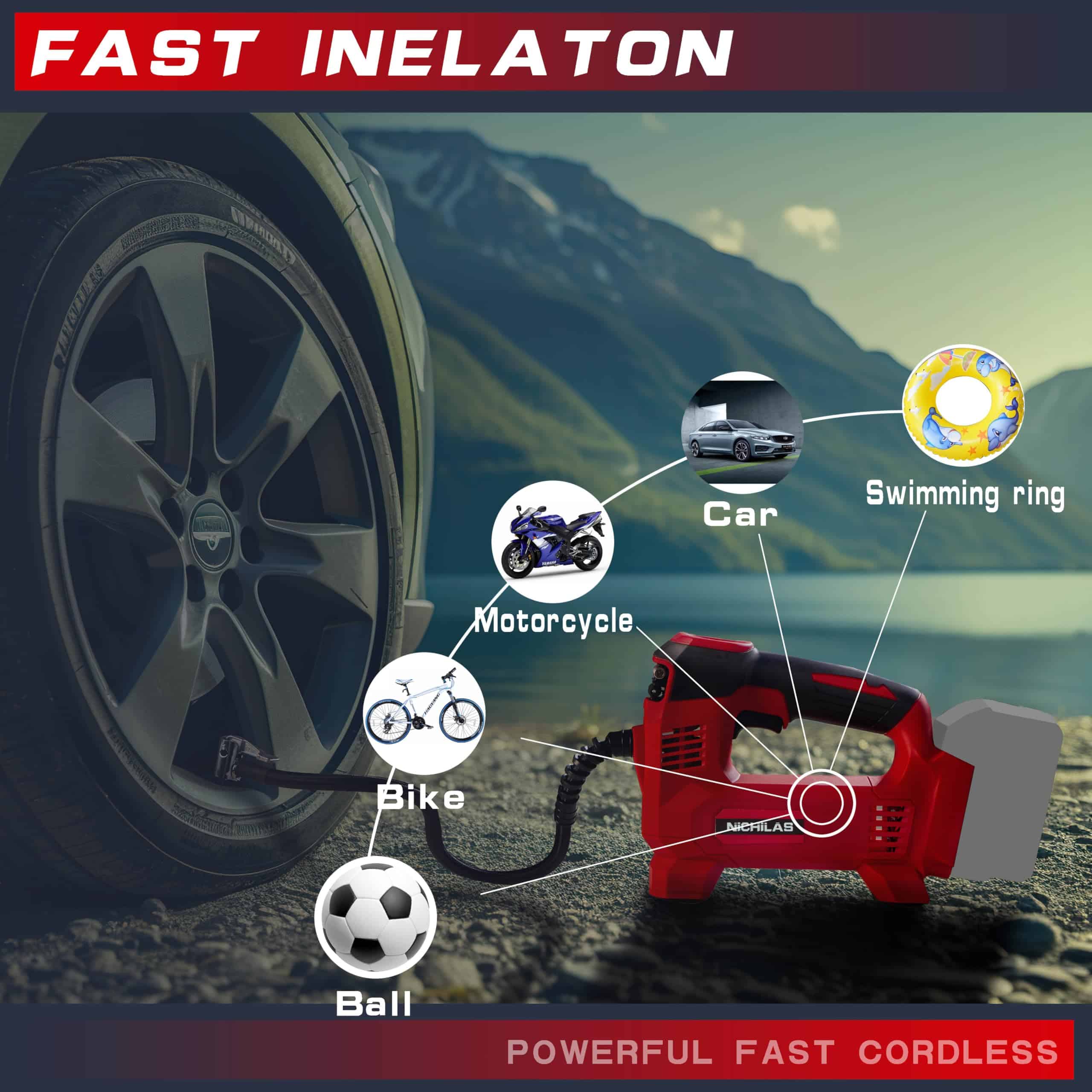 Inflador de neumáticos compatible con batería Milwaukee M18 - Imagen 5