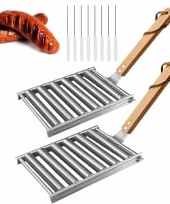 Znorso 2 PCS Hotdog Roller Grill Acero Inoxidable Parrilla