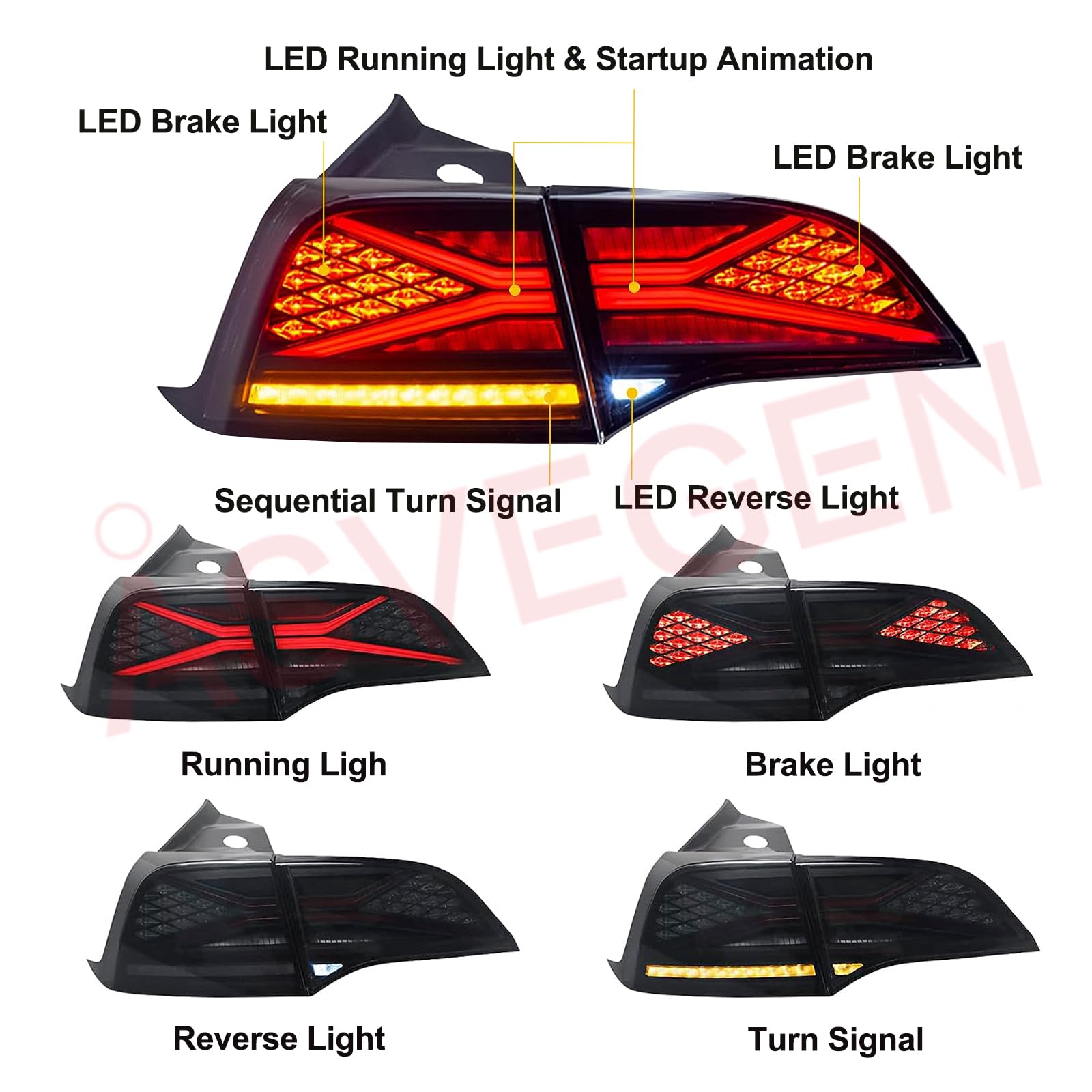 Ensamblaje de Luz Trasera LED ASVEGEN para Tesla Model 3 / - Imagen 4