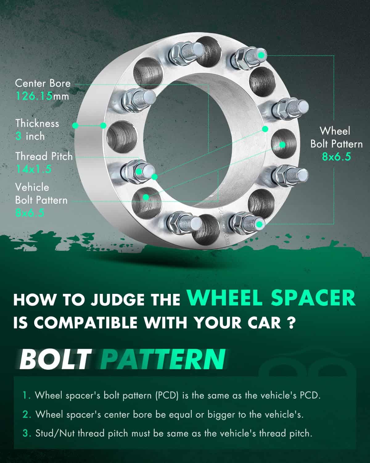 SCITOO 2Pcs 8x6.5 Separadores de Rueda de 3 pulgadas Paso - Imagen 3