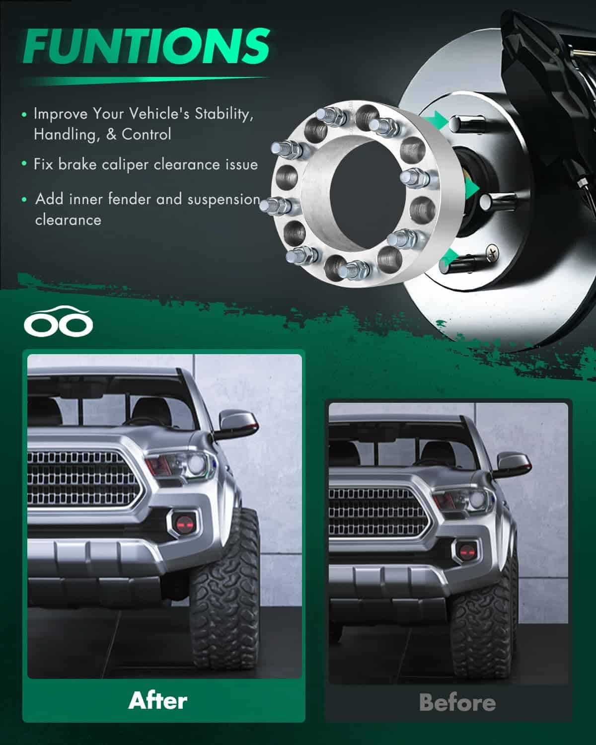 SCITOO 2Pcs 8x6.5 Separadores de Rueda de 3 pulgadas Paso - Imagen 6