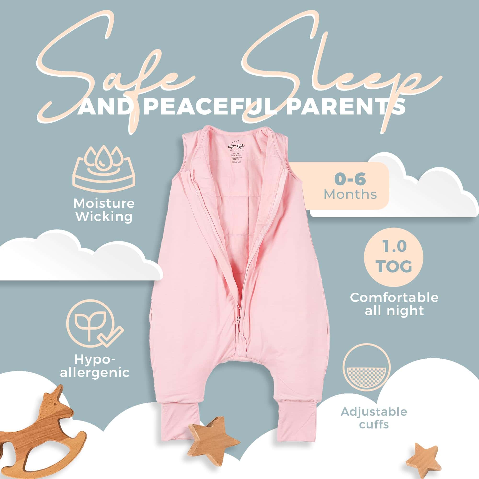 Saco de Dormir Nyte Nyte Baby - 1 TOG, Color Rosa Chicle, 0 - Imagen 3
