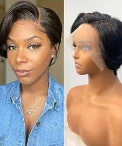 Peluca Pixie Cut de Cabello Humano 13x4 Pelucas de Encaje