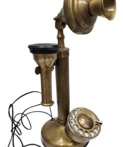 Teléfono Antiguo de Vela con Dial Rotativo Acabado en Latón