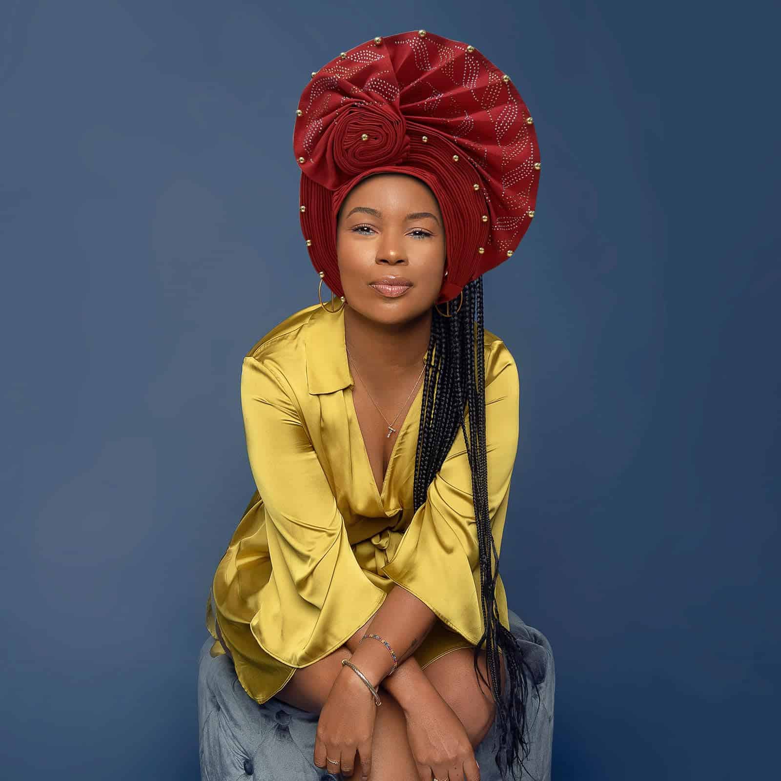 QliHut Nigerian Headtie African Head Wraps Auto Gele Rojo - Imagen 3