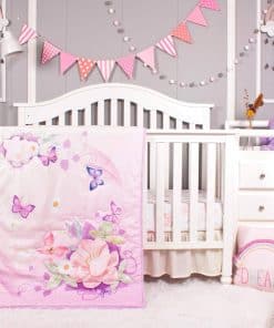 Set de Ropa de Cama para Cuna de Bebé para Niñas, Mariposa