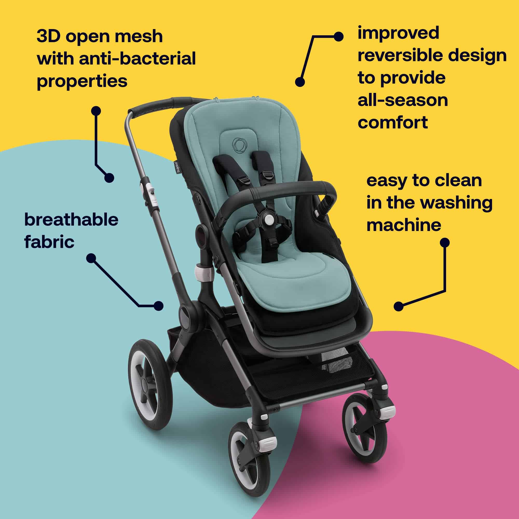 Forro de asiento Bugaboo Dual Comfort -Blanco fresco - Imagen 5