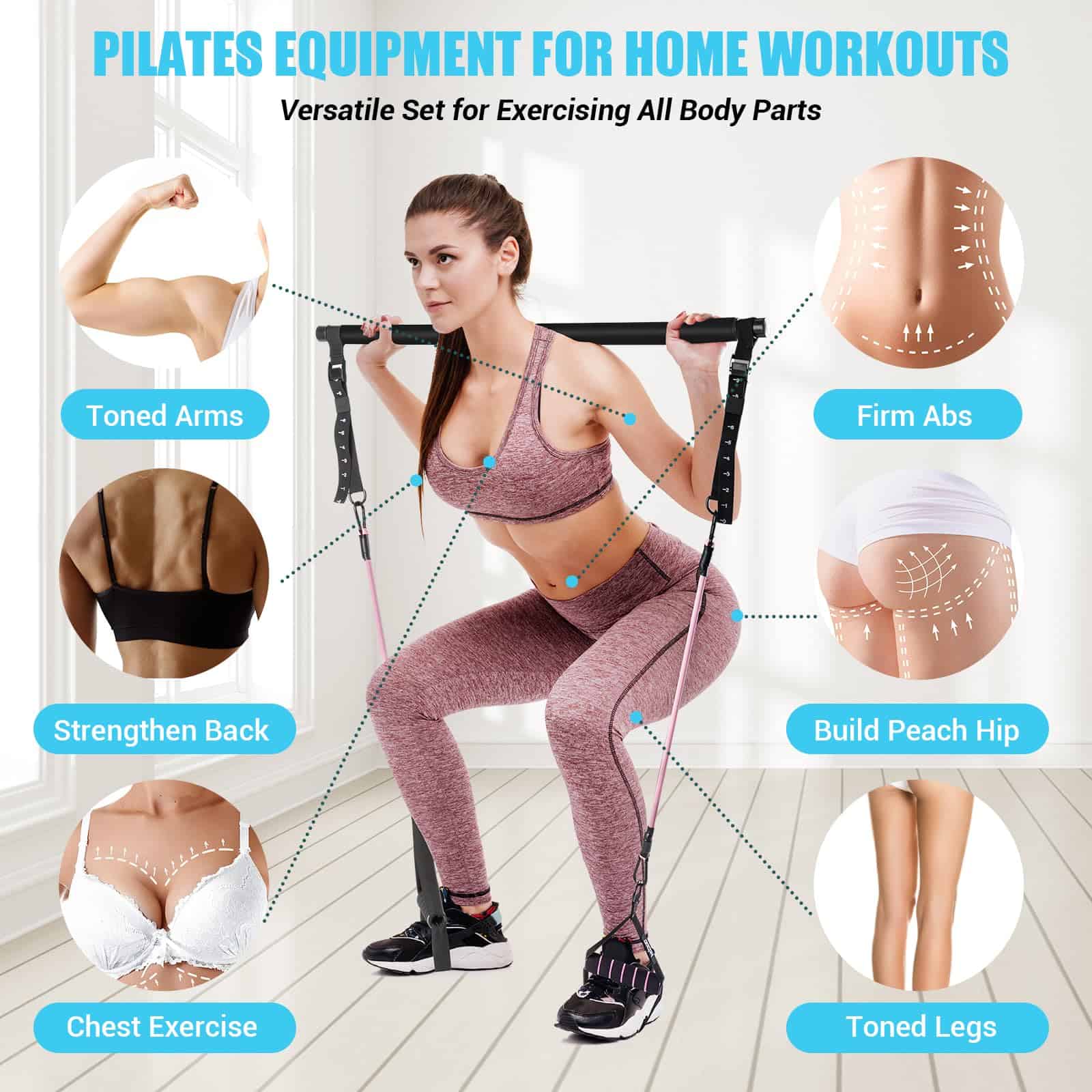 Kit de Barra de Pilates con Bandas de -Negro - Imagen 8