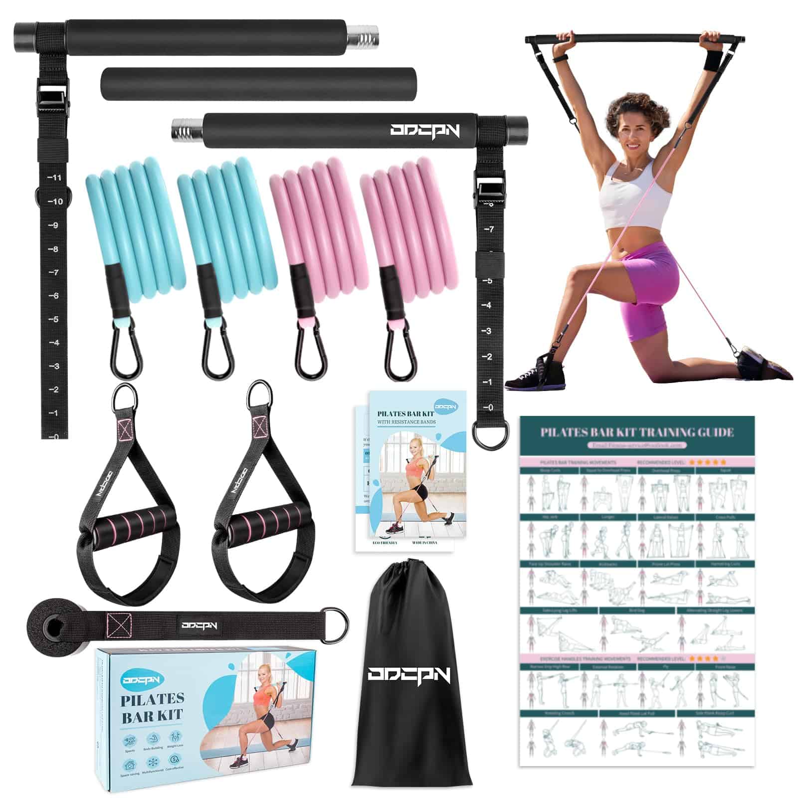 Kit de Barra de Pilates con Bandas de -Negro
