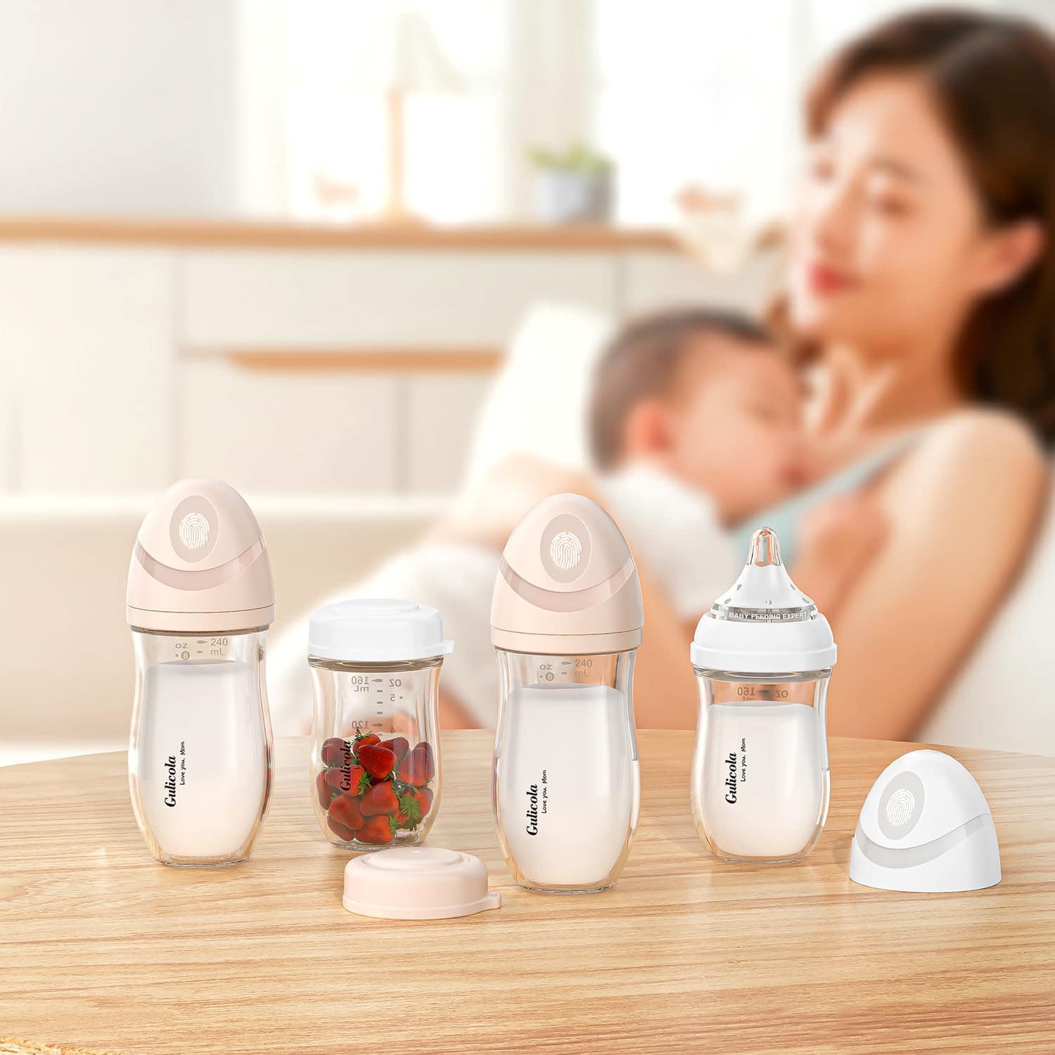 Paquete de 4 Botellas de Vidrio Natural Gulicola para Bebé, - Imagen 3