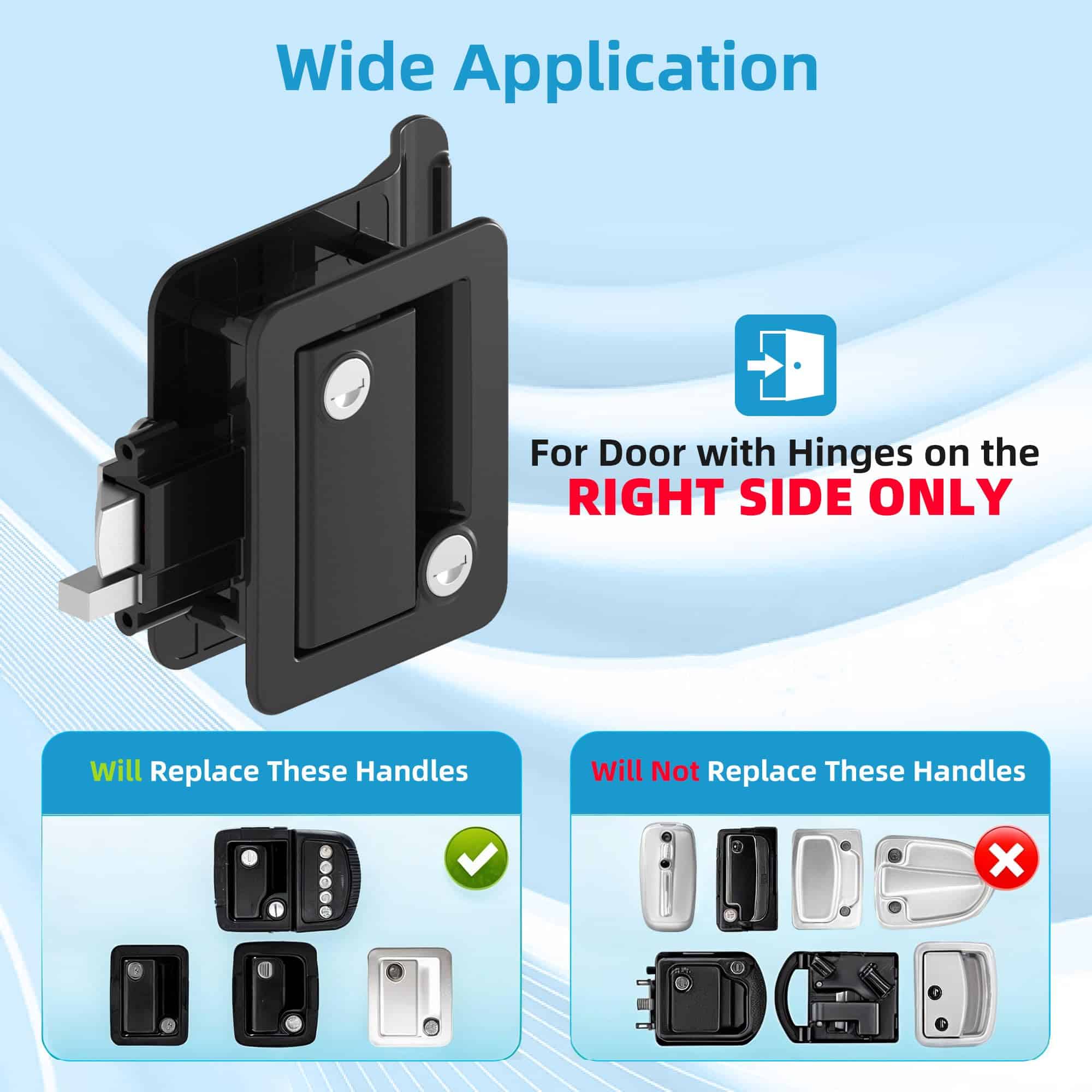 YITAHOME RV Door Lock, Camper Lock, Travel -Negro - Imagen 3