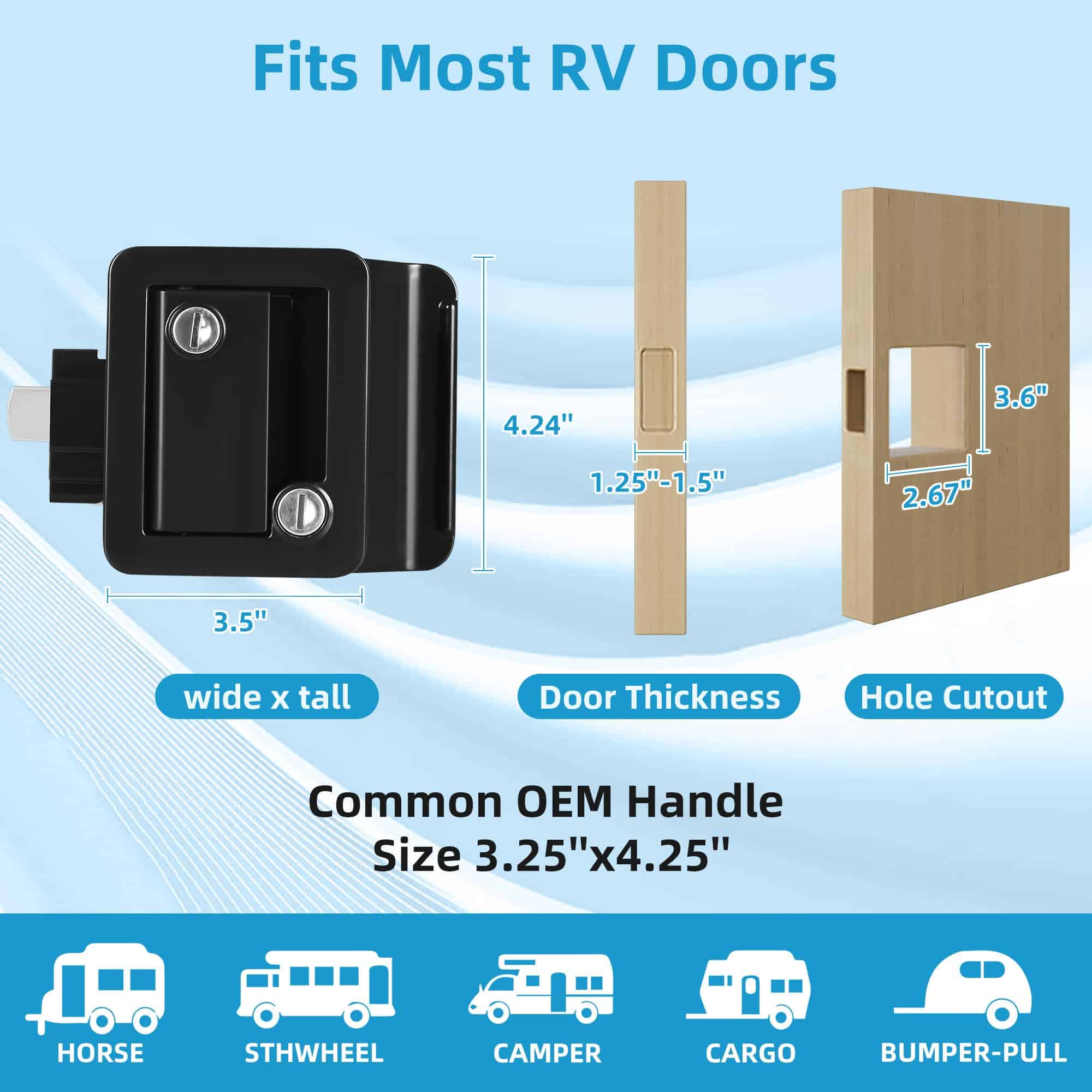 YITAHOME RV Door Lock, Camper Lock, Travel -Negro - Imagen 4