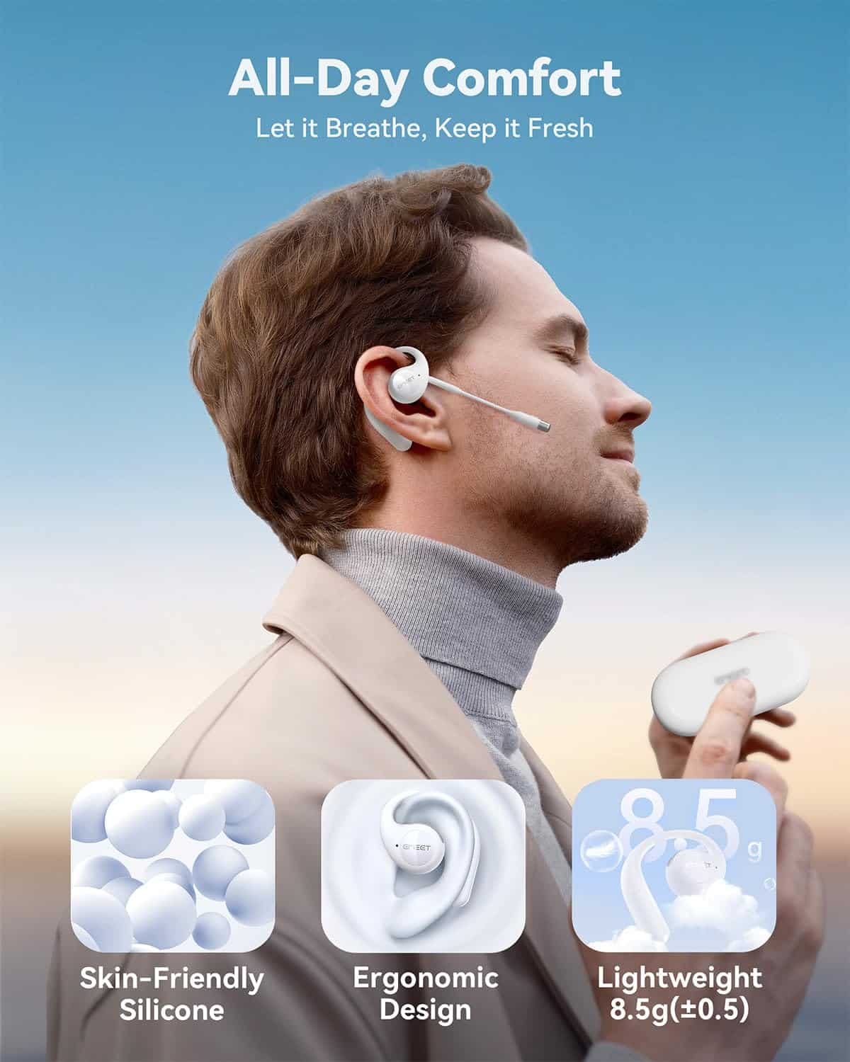 Audífonos de Conducción Ósea EMEET Airflow -Blanco - Imagen 3