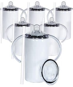 Paquete de 6 vasos de 12 oz para sublimación con asas Tazas