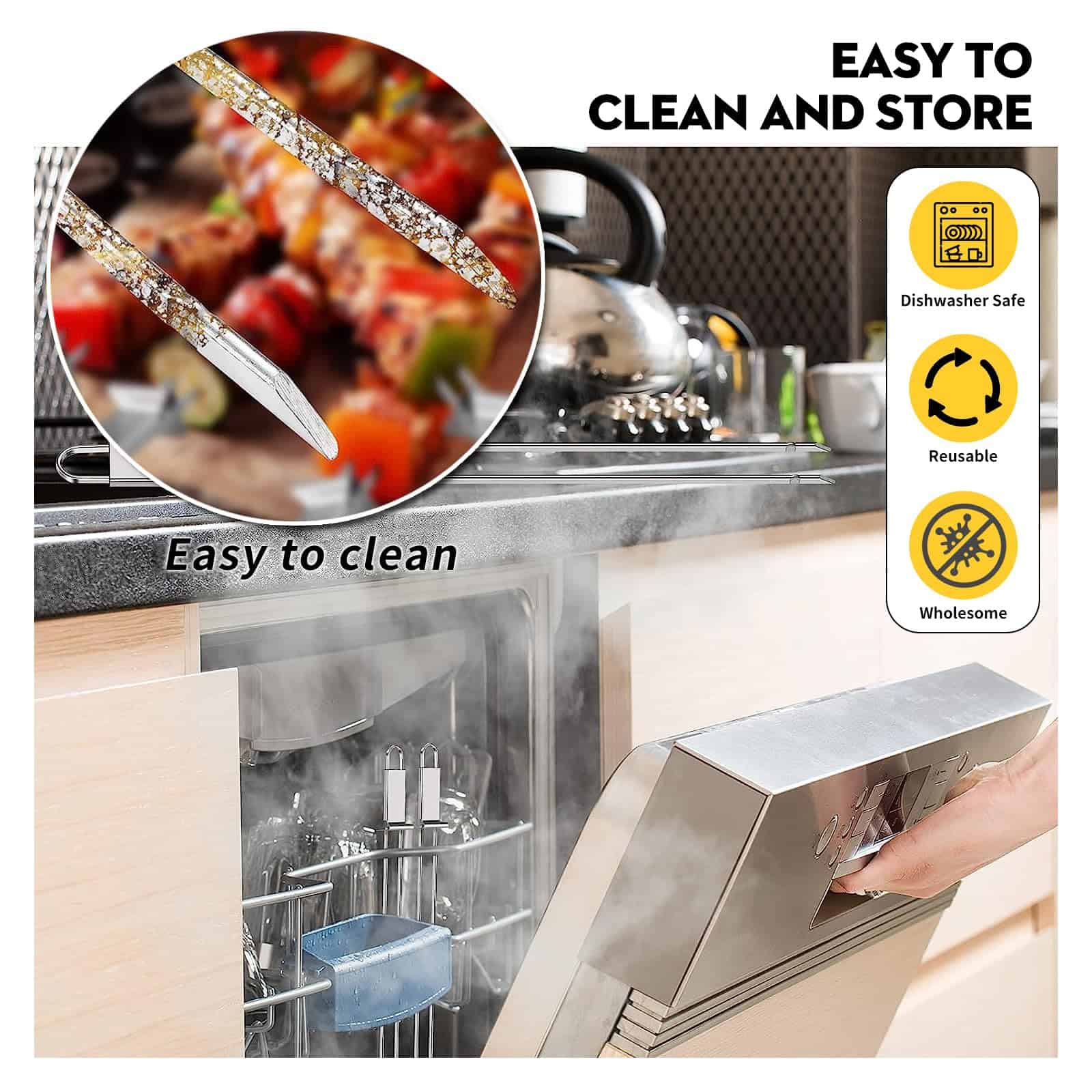 (10PCS)3PCS 3-Prong Skewers for Grilling, 3PCS Double and - Imagen 6