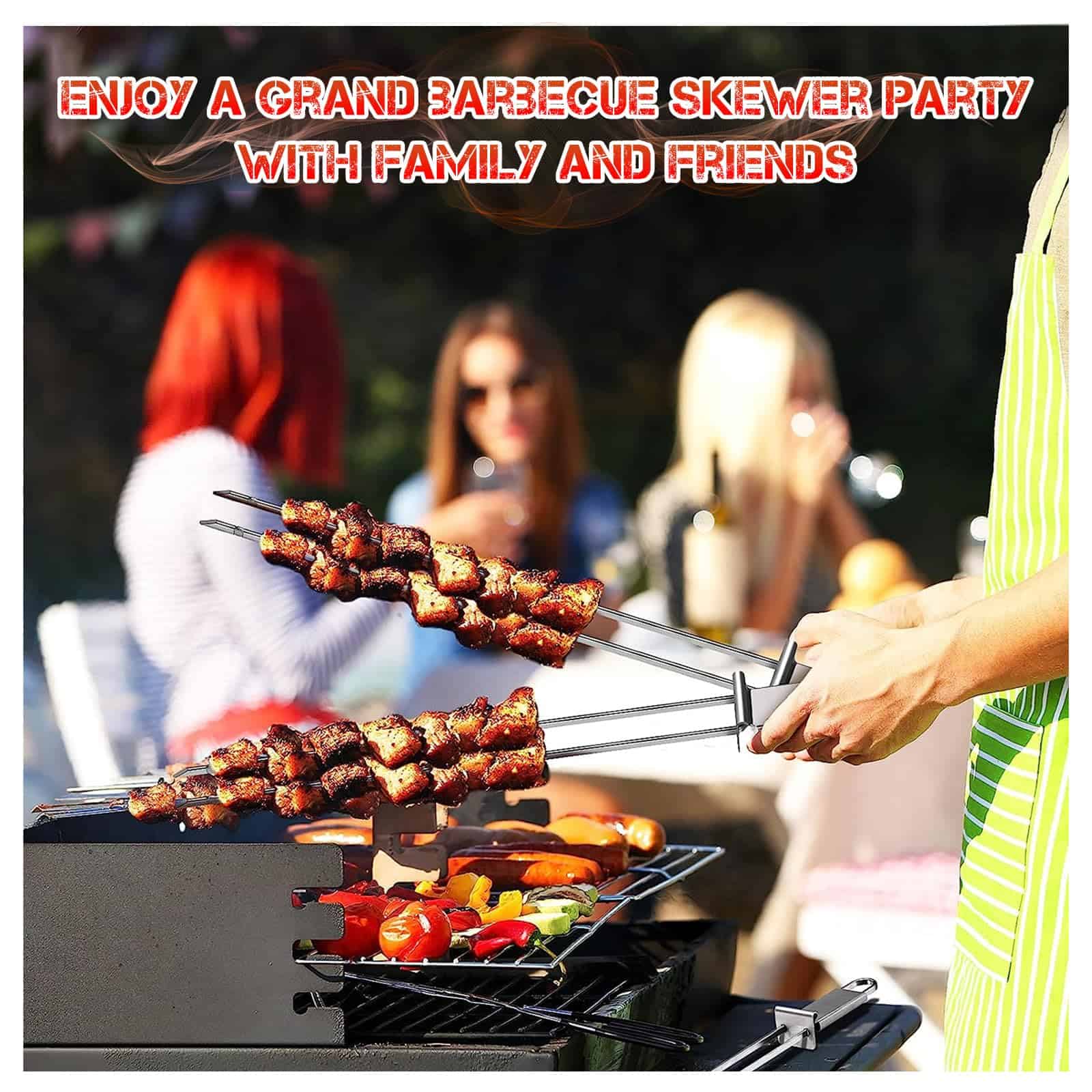 (10PCS)3PCS 3-Prong Skewers for Grilling, 3PCS Double and - Imagen 7