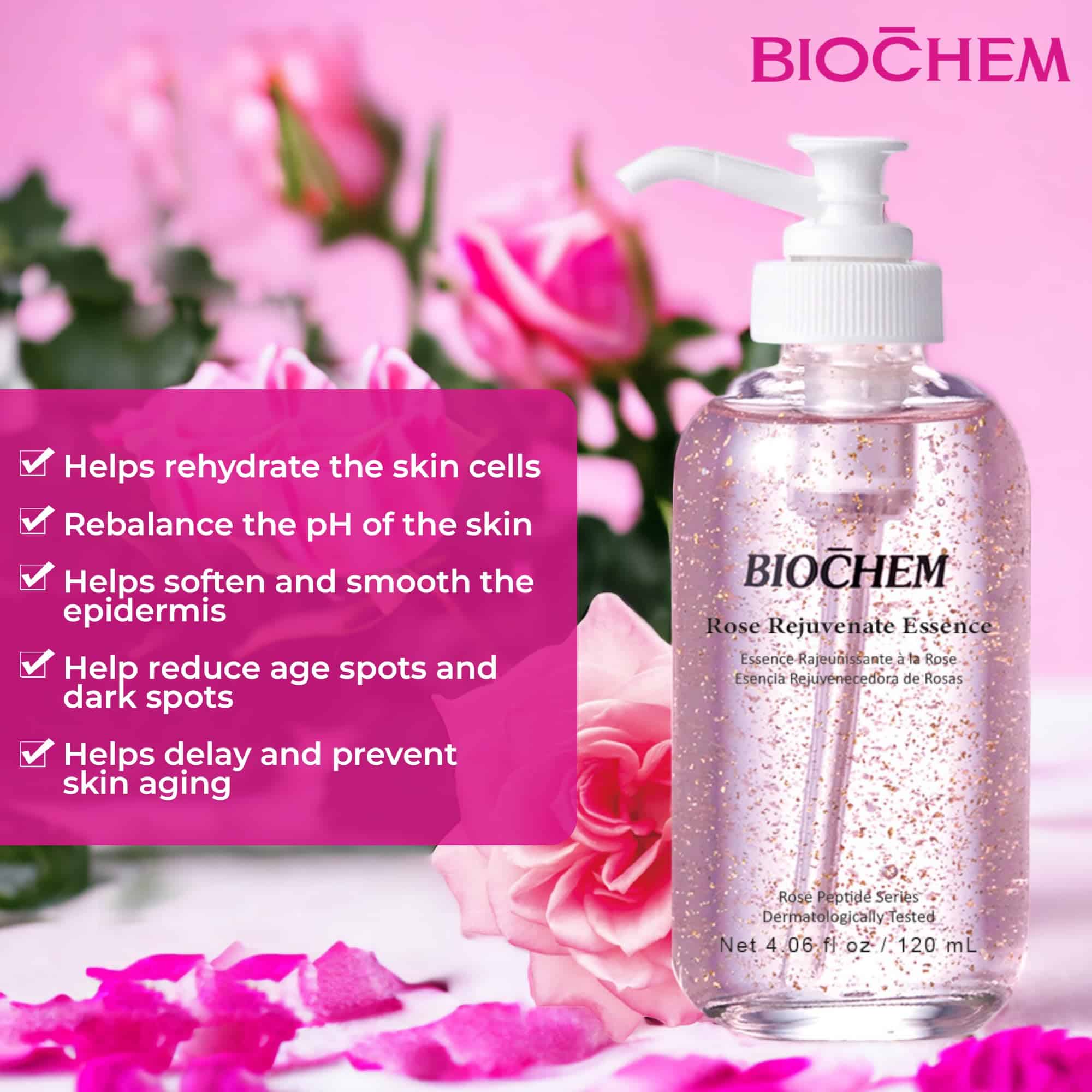 Esencia Rejuvenecedora de Rosas BIOCHEM - 4.06 fl oz / 120 - Imagen 4