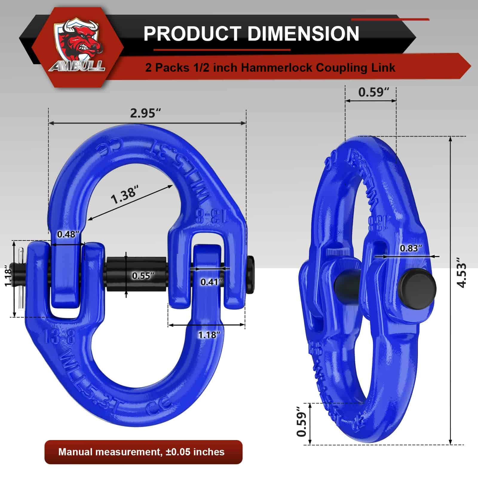 Conector de Cadena de Seguridad AMBULL 2 Pack 1/2", Enlace - Imagen 3