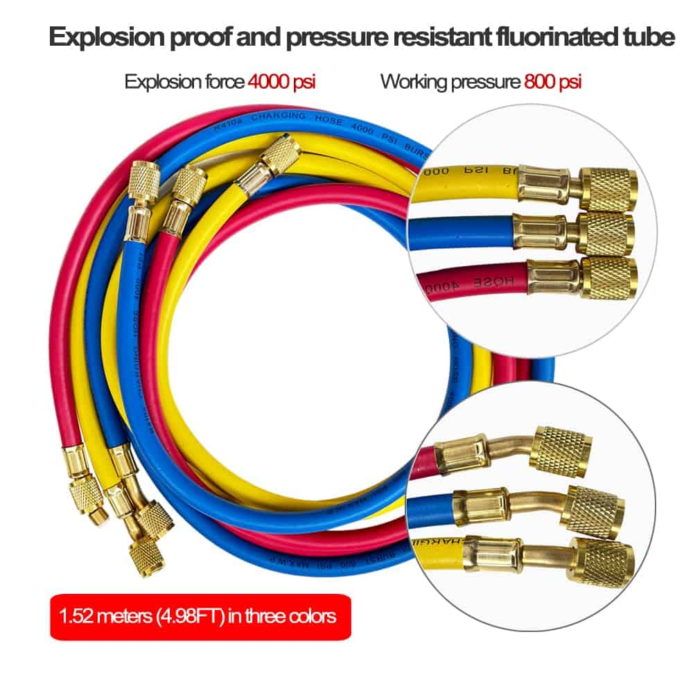 Conjunto de Manómetros de Diagnóstico AC Bocarmo 5FT para - Imagen 5