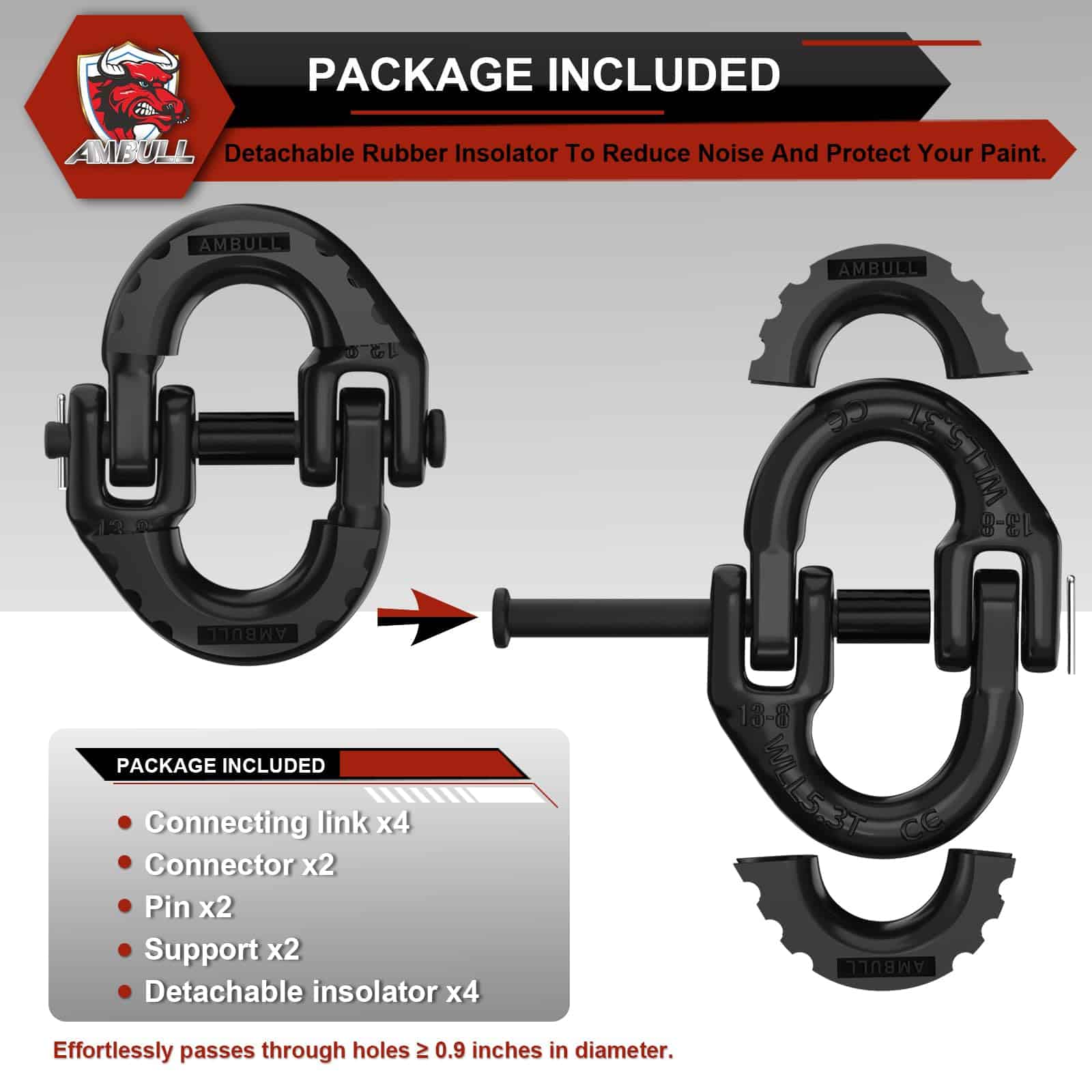 Paquete de 2 Conectores de Cadena de Seguridad 1/2" AMBULL, - Imagen 4