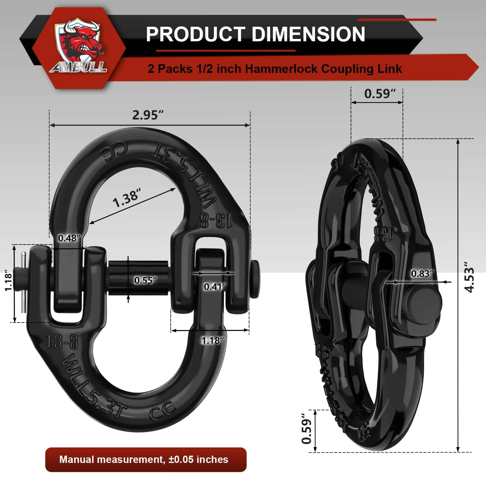 Paquete de 2 Conectores de Cadena de Seguridad 1/2" AMBULL, - Imagen 3
