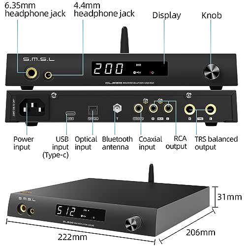 SMSL DL200 ES9039Q2M DAC de Audio y Amplificador de - Imagen 6