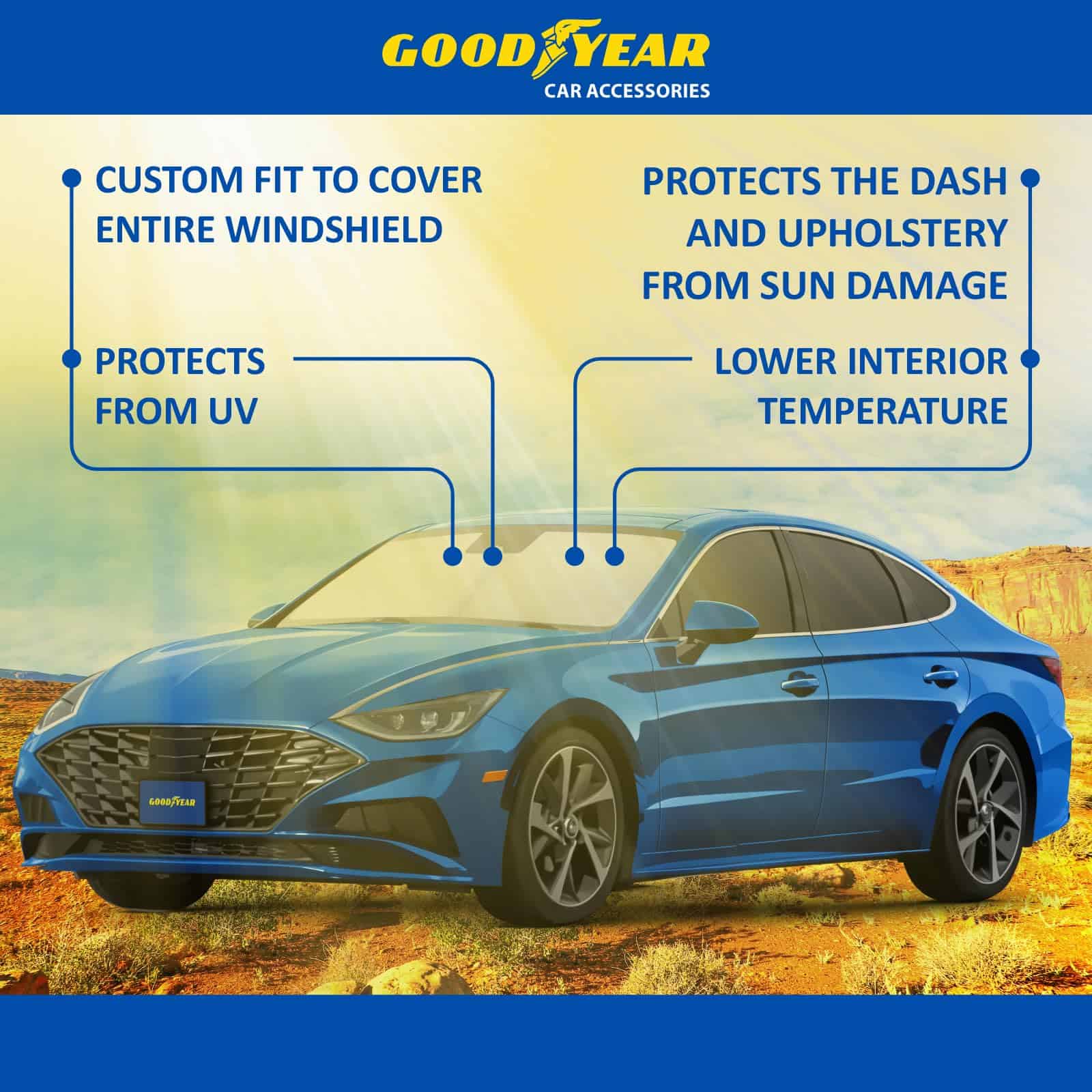 Cubierta para parabrisas plegable Goodyear -Negro-Plateado - Imagen 7