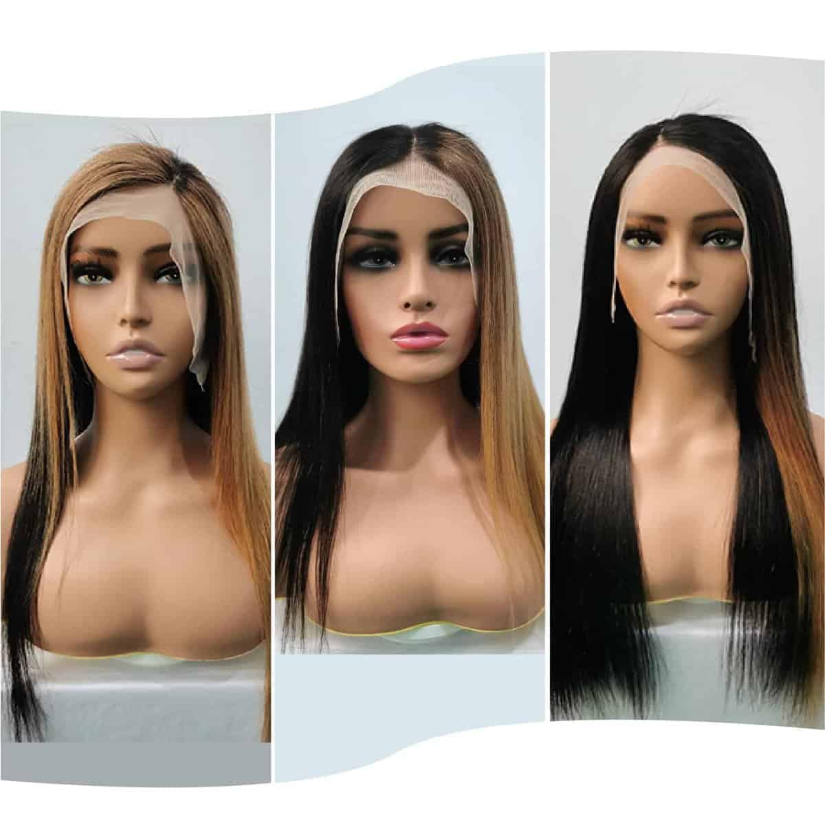 Pelucas de Encaje Frontal Recto Destacado Ombre de Cabello