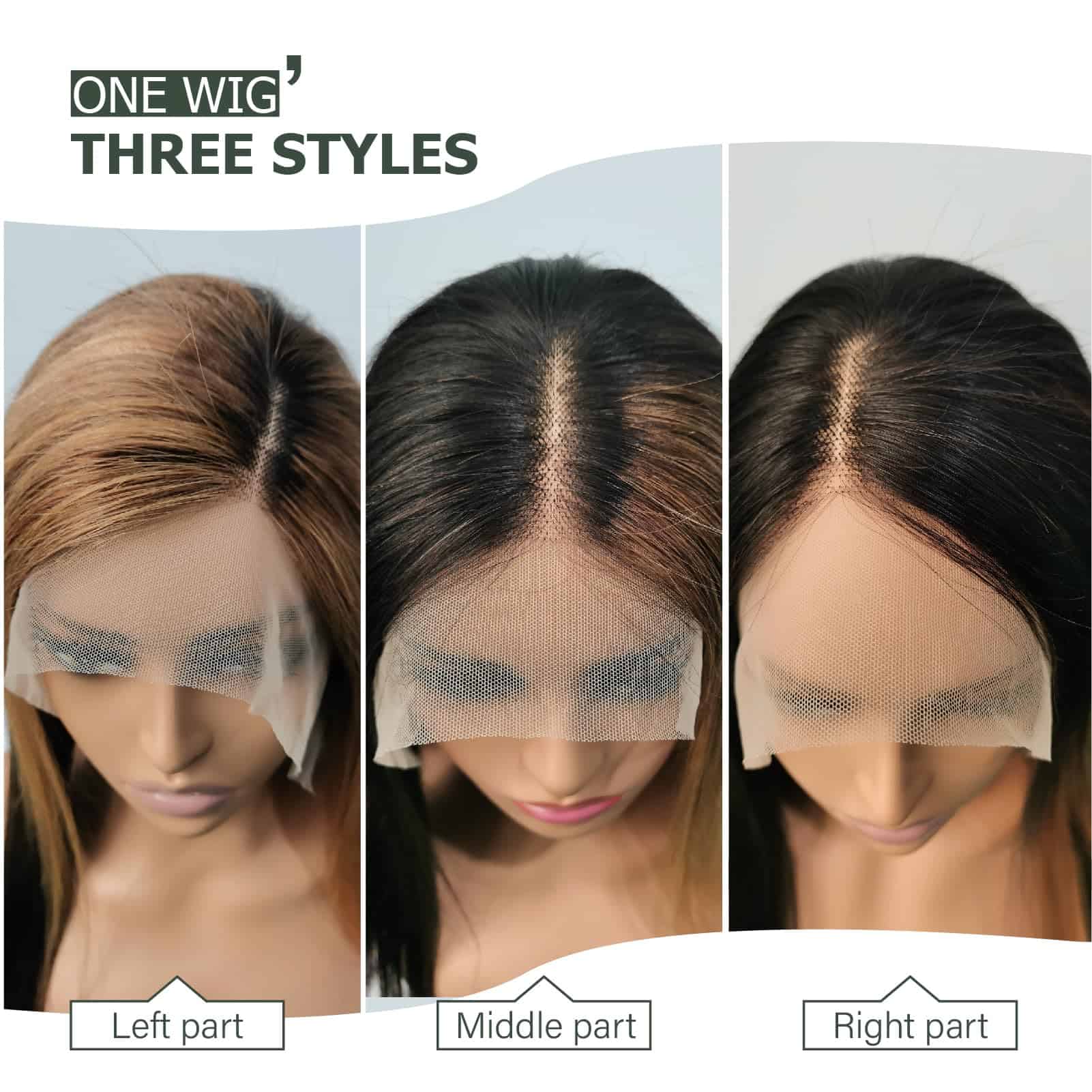 Pelucas de Encaje Frontal Recto Destacado Ombre de Cabello - Imagen 4