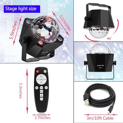 Luces de Fiesta Dj LAUCNPTY con Luz de Bola de Discoteca - Imagen 6