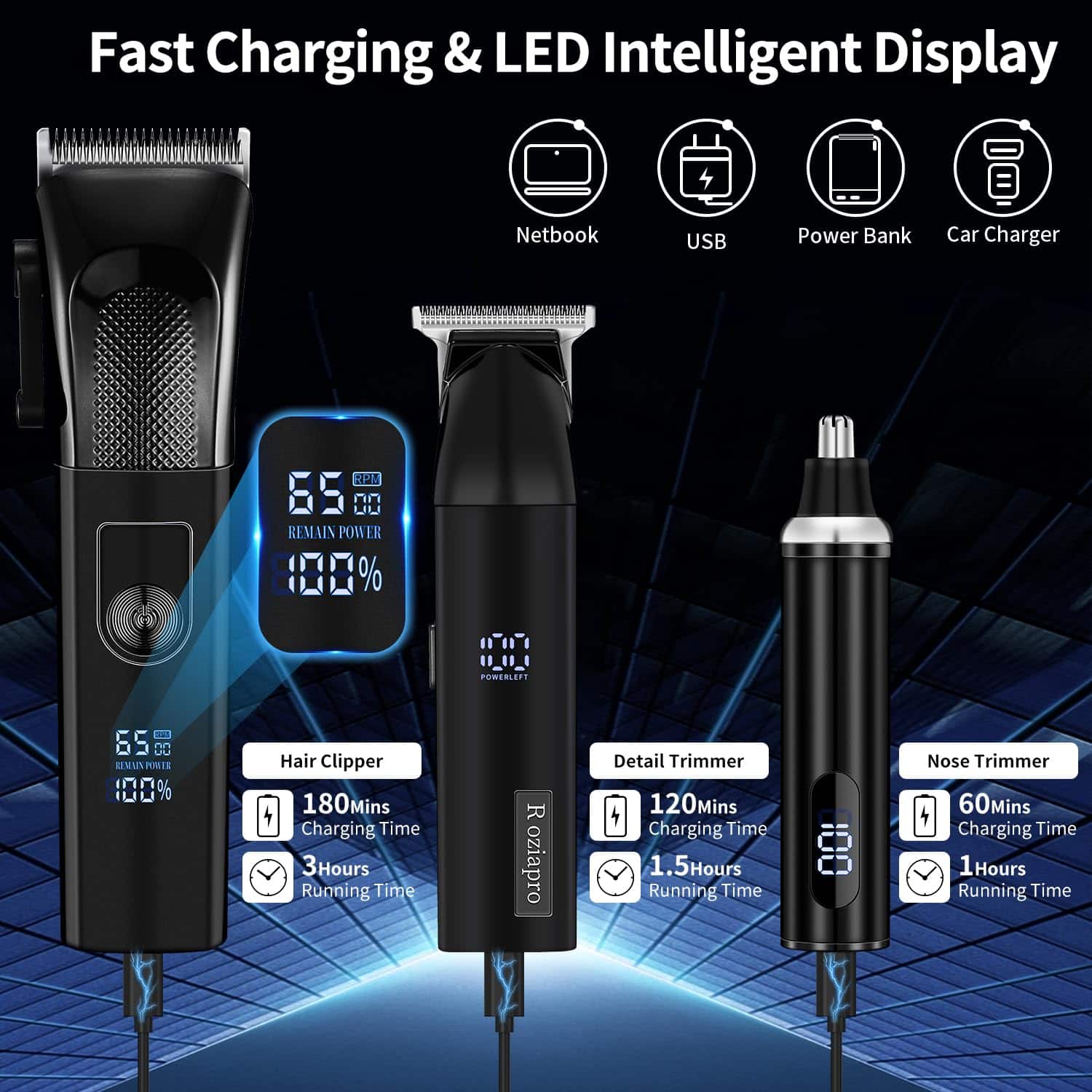 Set de Cortadoras de Cabello Roziapro para Hombres Cortes - Imagen 7